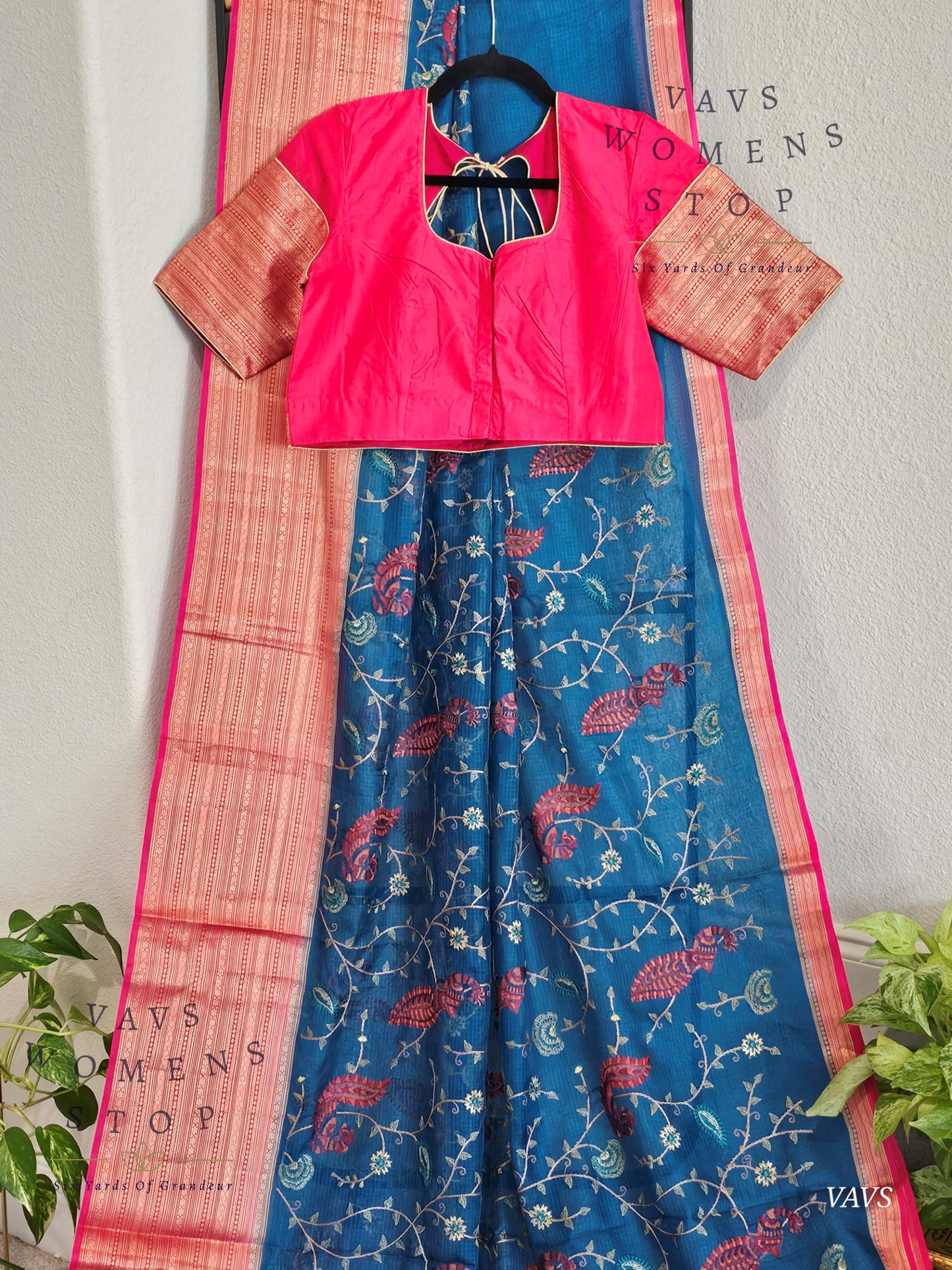 Premium Kota Silk Meenakari Designer Saree with All-Over Peacock Embroidery | Stitched Blouse Included
