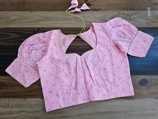 Baby Pink Puff Sleeves Blouse
