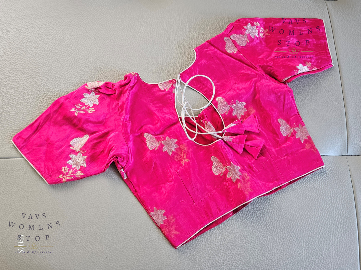 Pink Moonga Banarasi Silk Saree with Butterfly Woven Butta Blouse