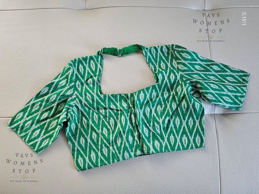 Green Ikkat Sico Cotton Blouse