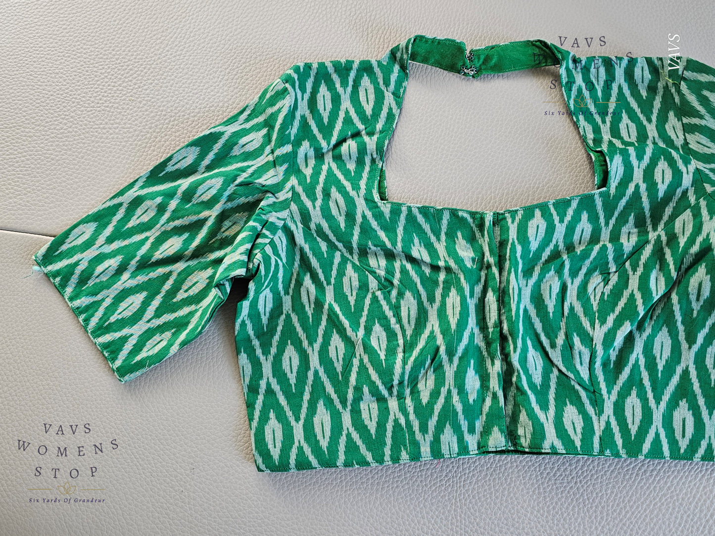 Green Ikkat Sico Cotton Blouse