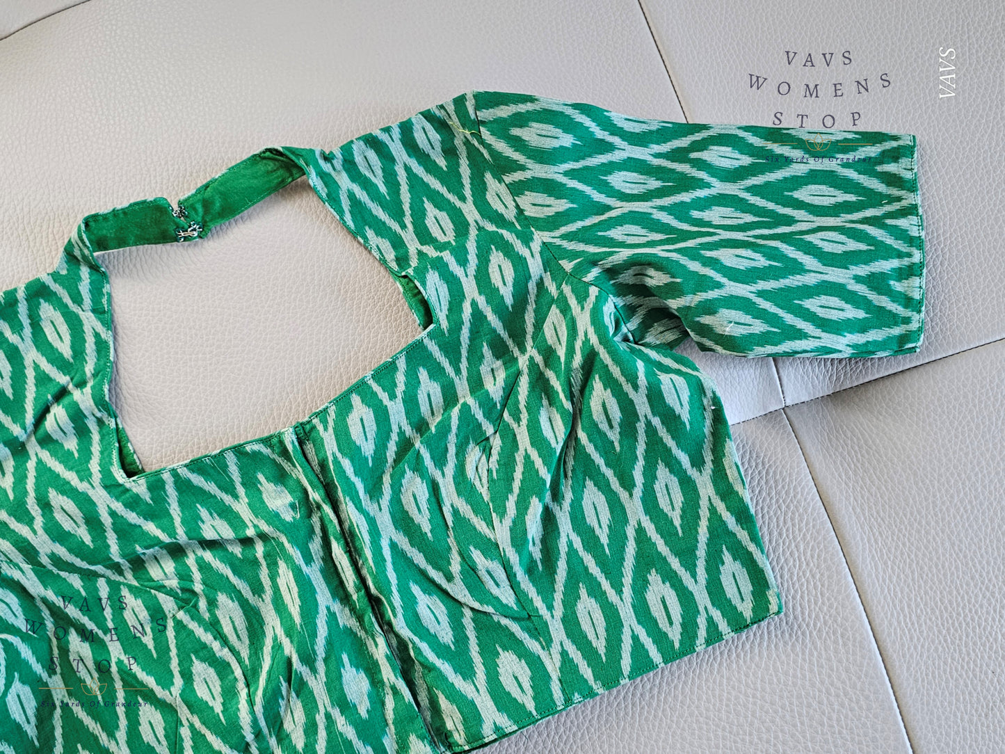 Green Ikkat Sico Cotton Blouse
