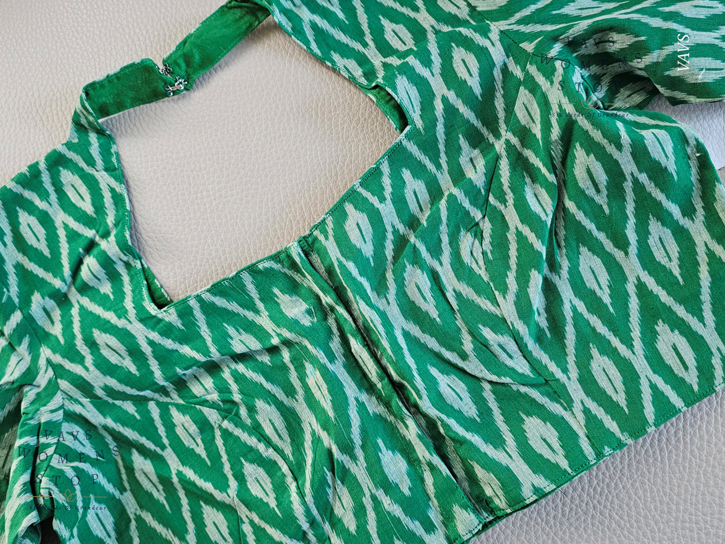 Green Ikkat Sico Cotton Blouse