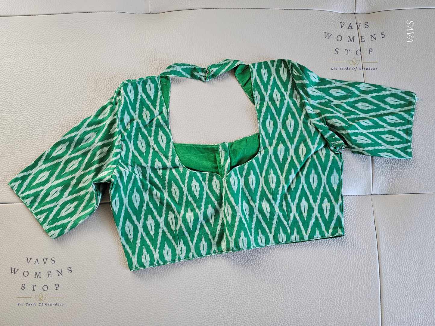 Green Ikkat Sico Cotton Blouse