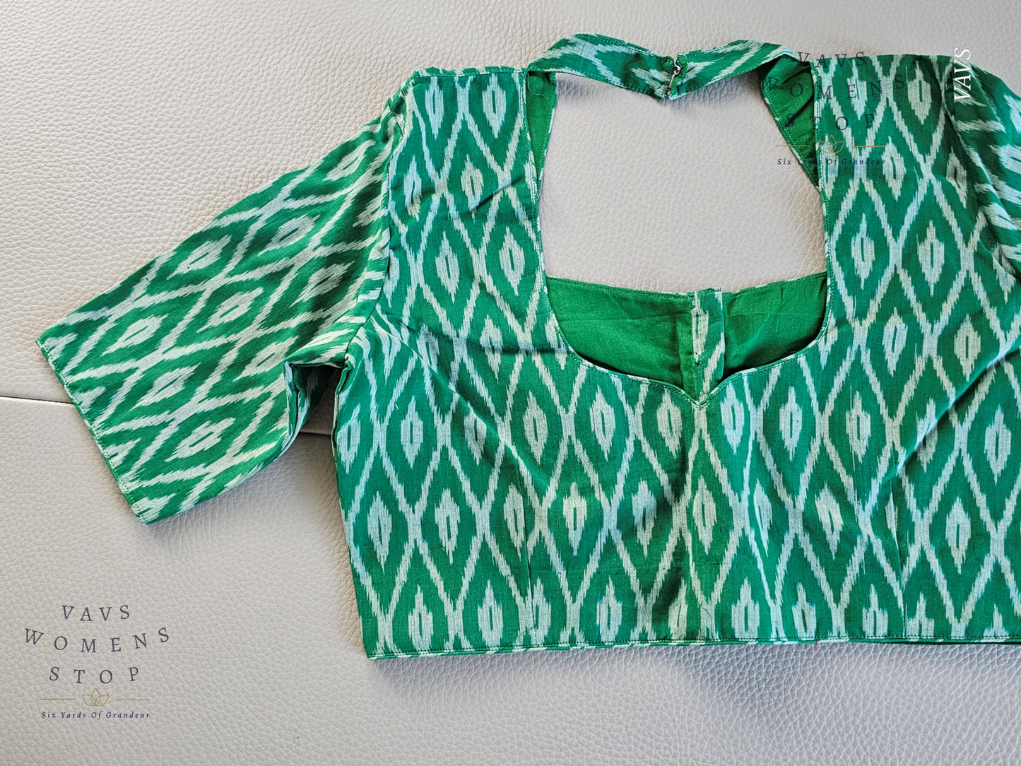 Green Ikkat Sico Cotton Blouse