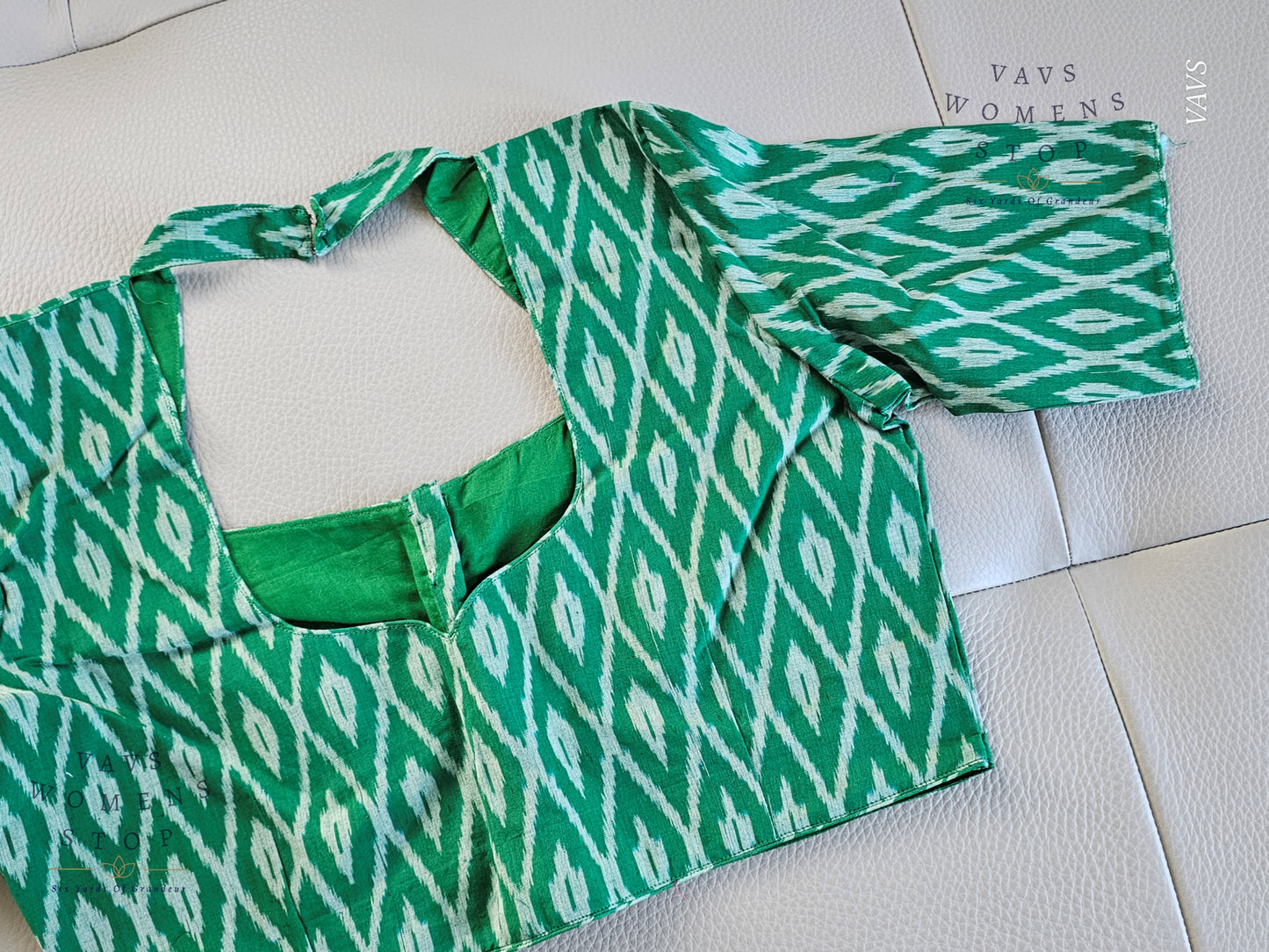 Green Ikkat Sico Cotton Blouse