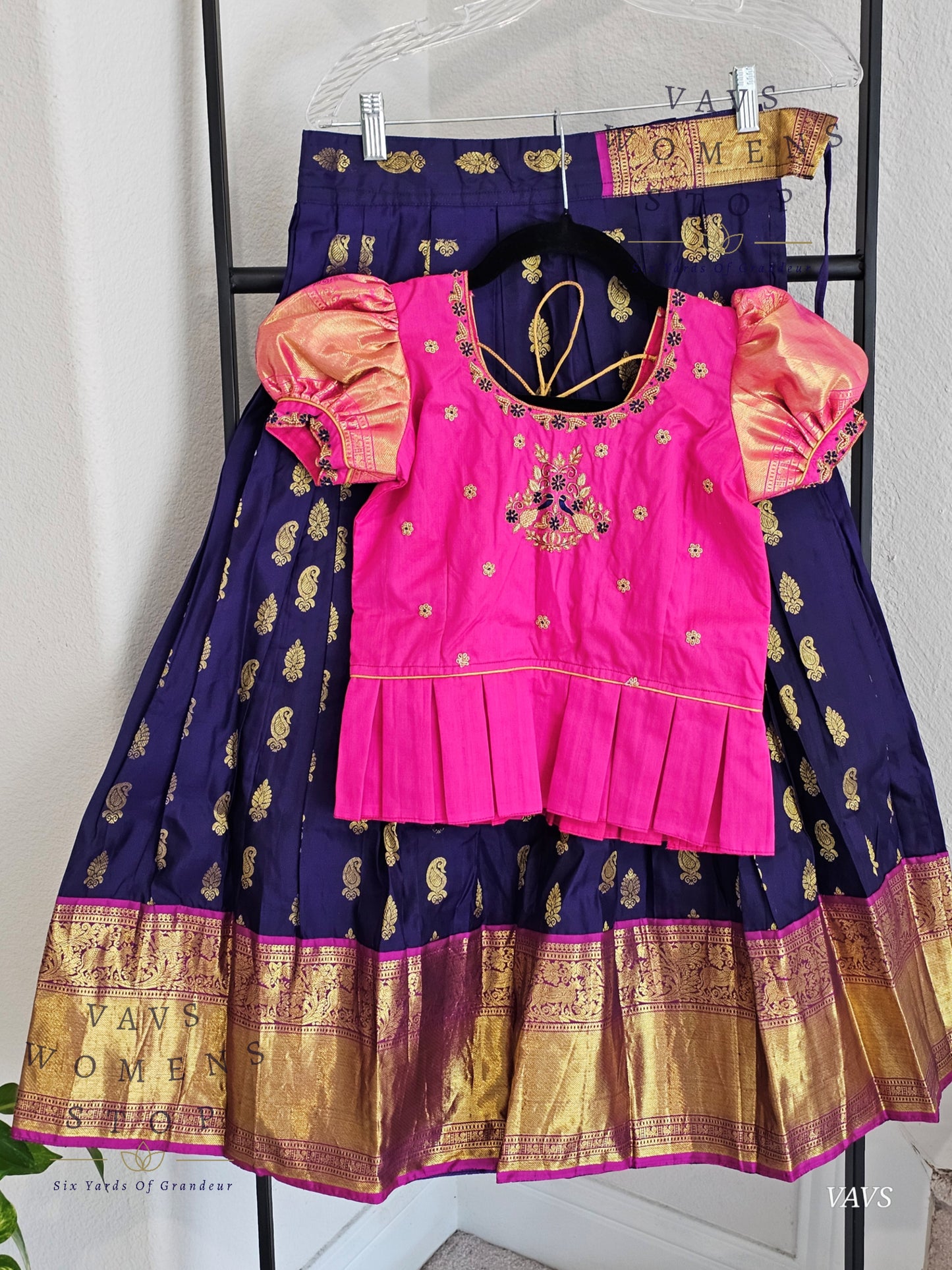 Pure Kanchi Silk Lehenga/ Pattu Pavada Set