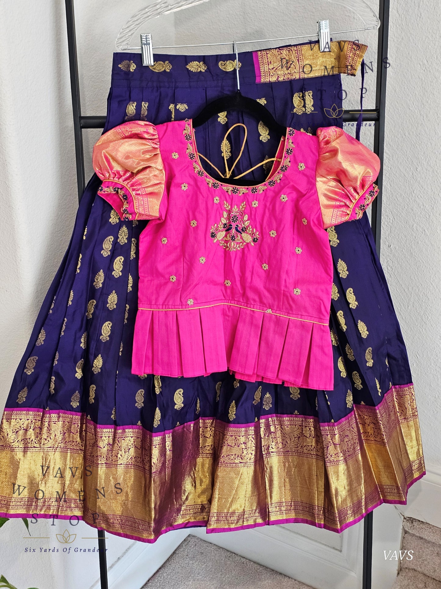 Pure Kanchi Silk Lehenga/ Pattu Pavada Set