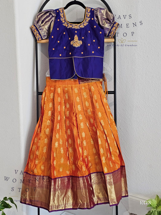Pure Kanchi Silk Lehenga/ Pattu Pavada Set