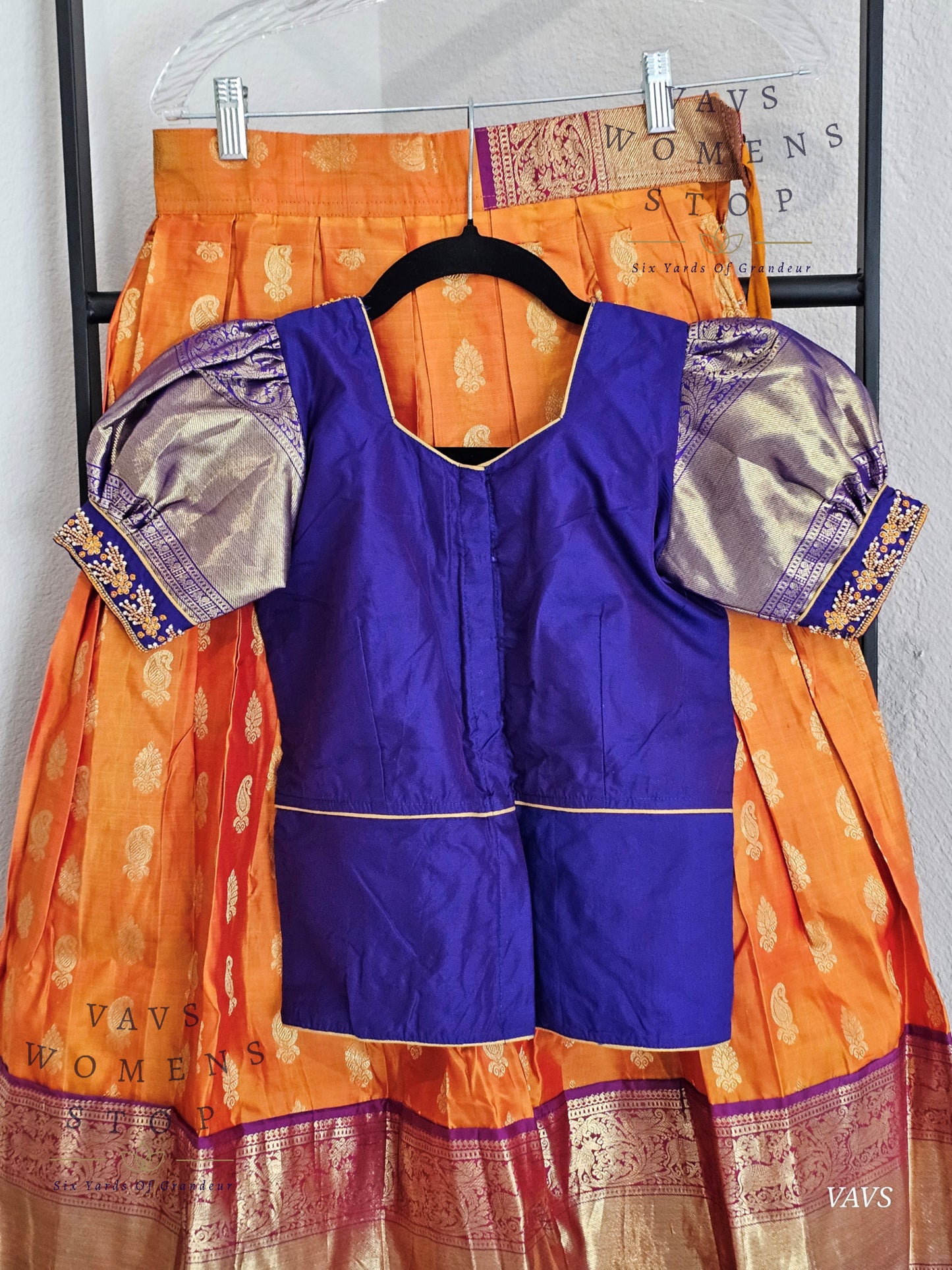 Pure Kanchi Silk Lehenga/ Pattu Pavada Set