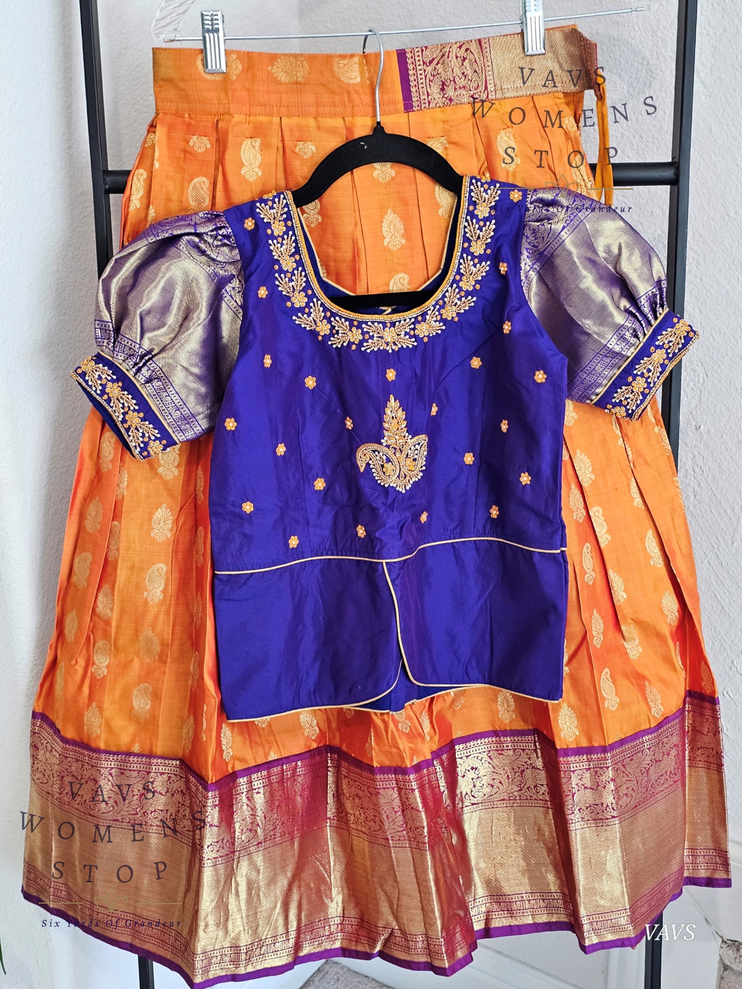 Pure Kanchi Silk Lehenga/ Pattu Pavada Set
