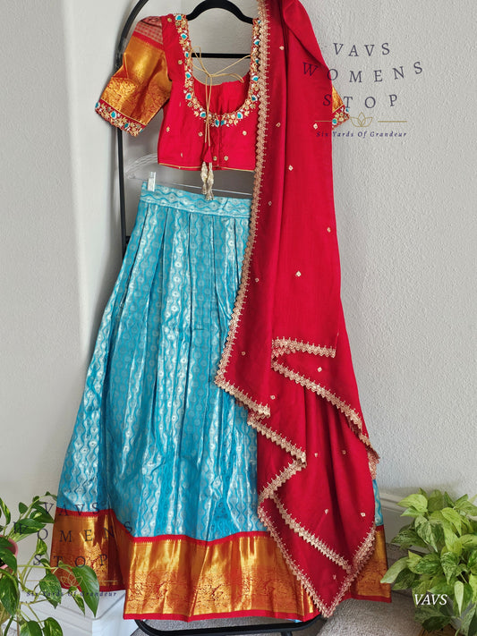 Pure Kanchi Handloom Lehenga / Half Saree – Size 36–42