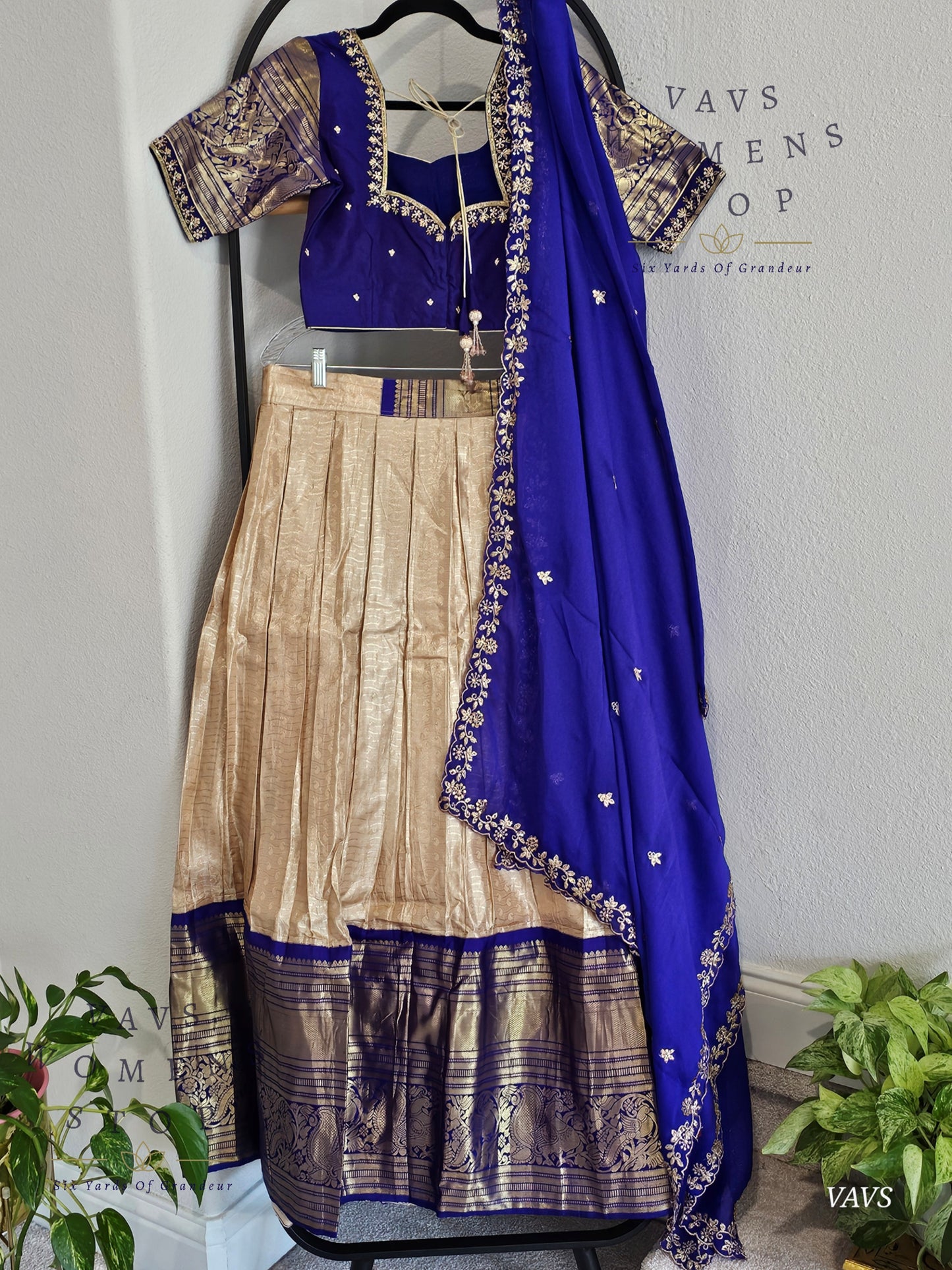 Pure Kanchi Handloom Lehenga / Half Saree | Size 34–40