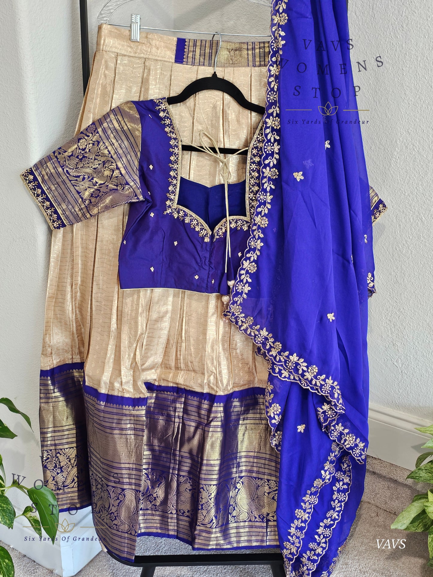 Pure Kanchi Handloom Lehenga / Half Saree | Size 34–40