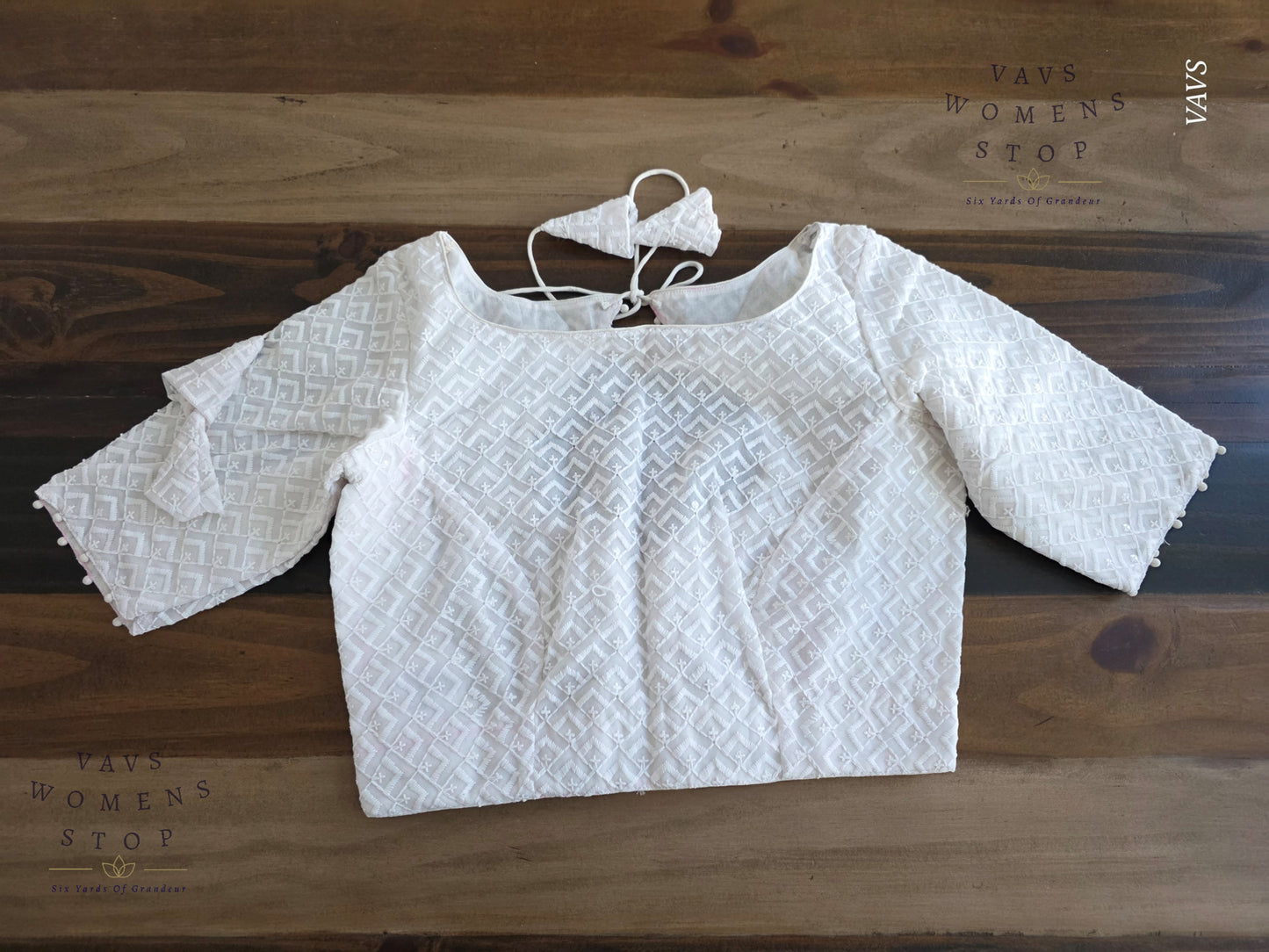 White Chikankari Georgette Blouse | Size 34 Extends up to 40 | Premium Tailored Non-Padded Designer Blouse Ready to Ship