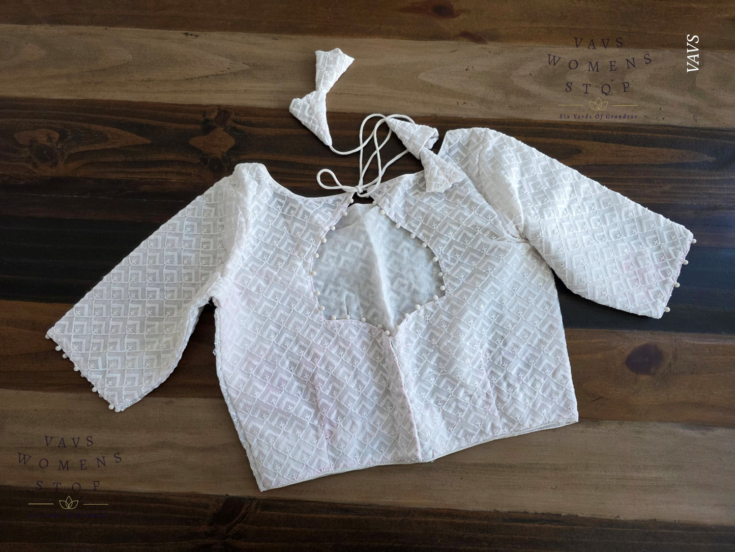 White Chikankari Georgette Blouse | Size 34 Extends up to 40 | Premium Tailored Non-Padded Designer Blouse Ready to Ship