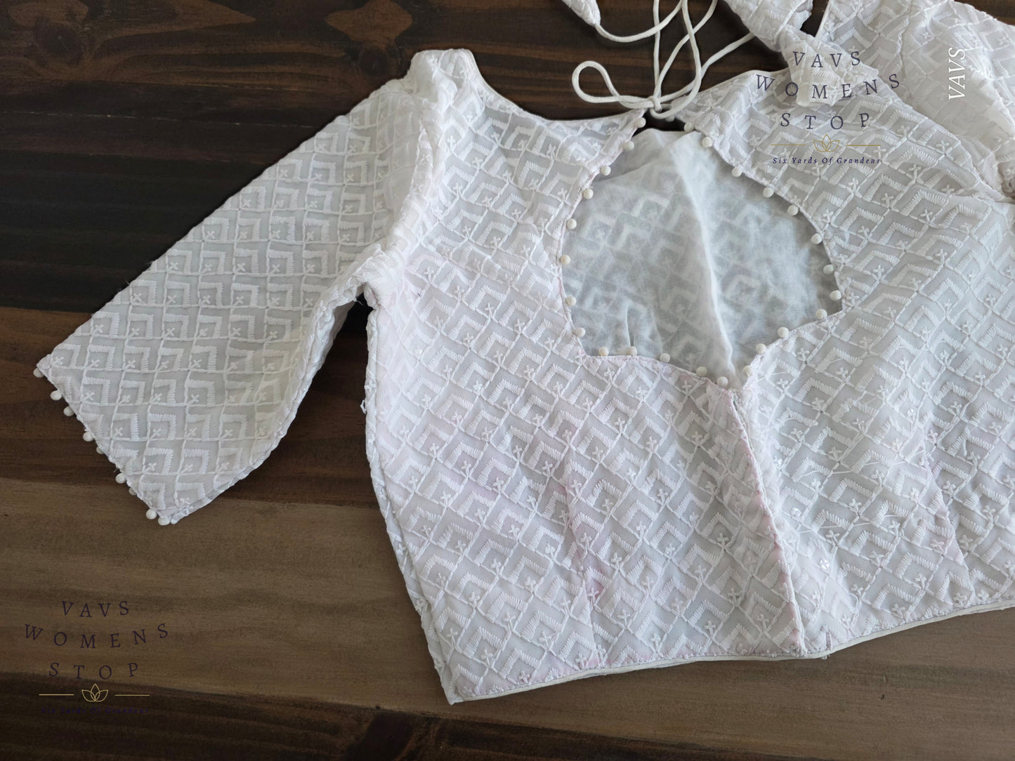 White Chikankari Georgette Blouse | Size 34 Extends up to 40 | Premium Tailored Non-Padded Designer Blouse Ready to Ship