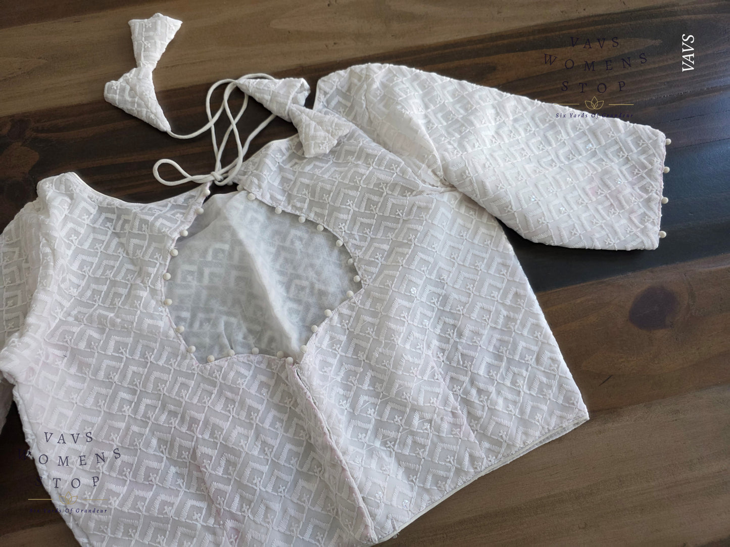 White Chikankari Georgette Blouse | Size 34 Extends up to 40 | Premium Tailored Non-Padded Designer Blouse Ready to Ship