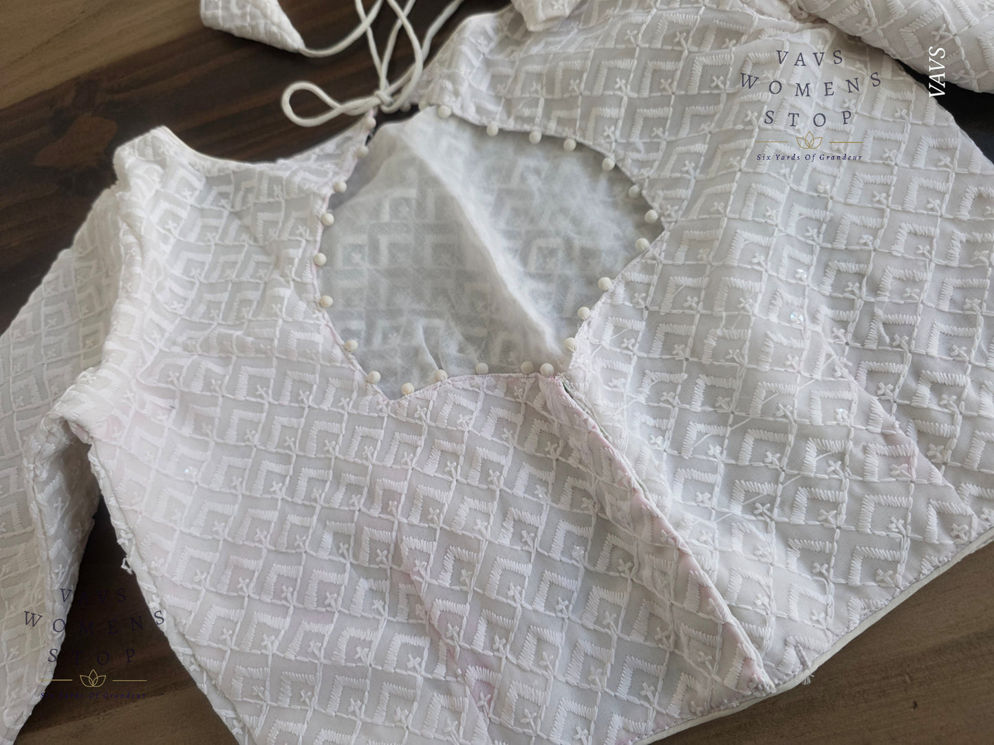 White Chikankari Georgette Blouse | Size 34 Extends up to 40 | Premium Tailored Non-Padded Designer Blouse Ready to Ship