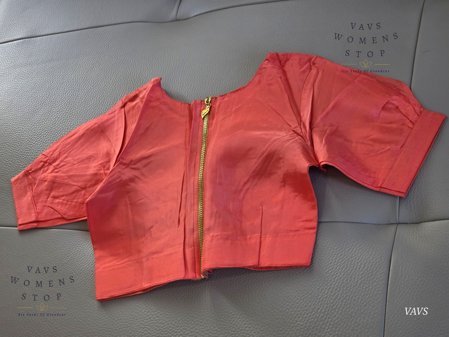 Peach Shade Plain Uppada Silk Puff Sleeves Stitched Blouse