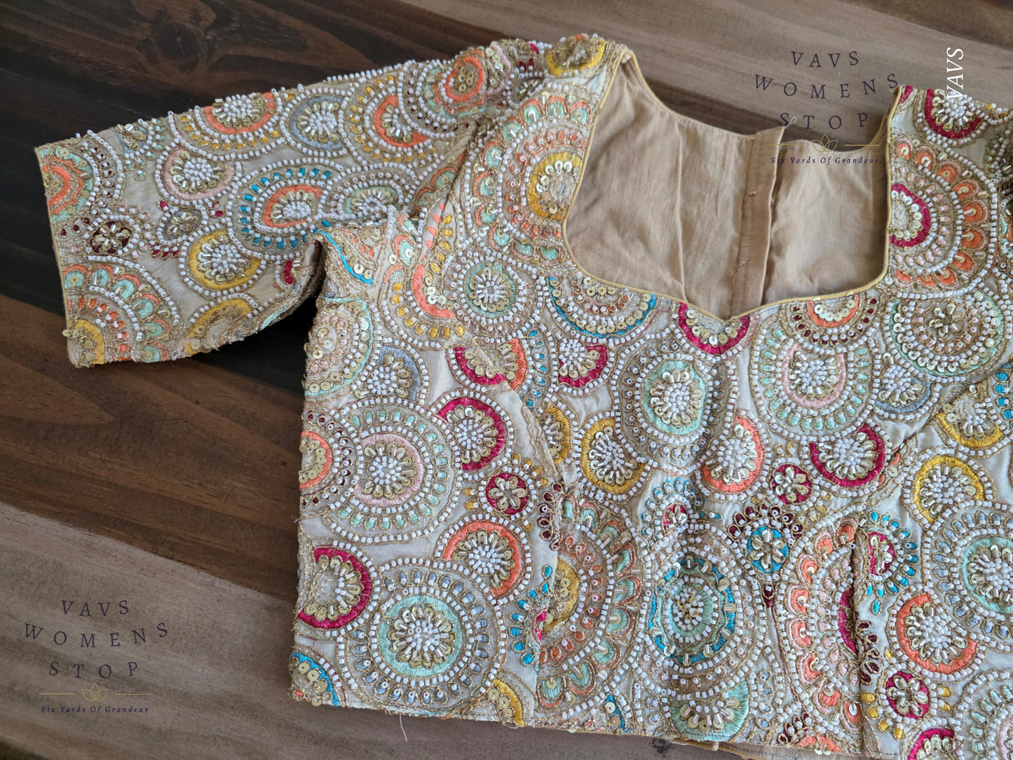 Heavy Designer Machine Embroidery Party Wear Blouse | Premium Tailored Ready-to-Wear | VAVS Women’s Stop – Ships from Texas