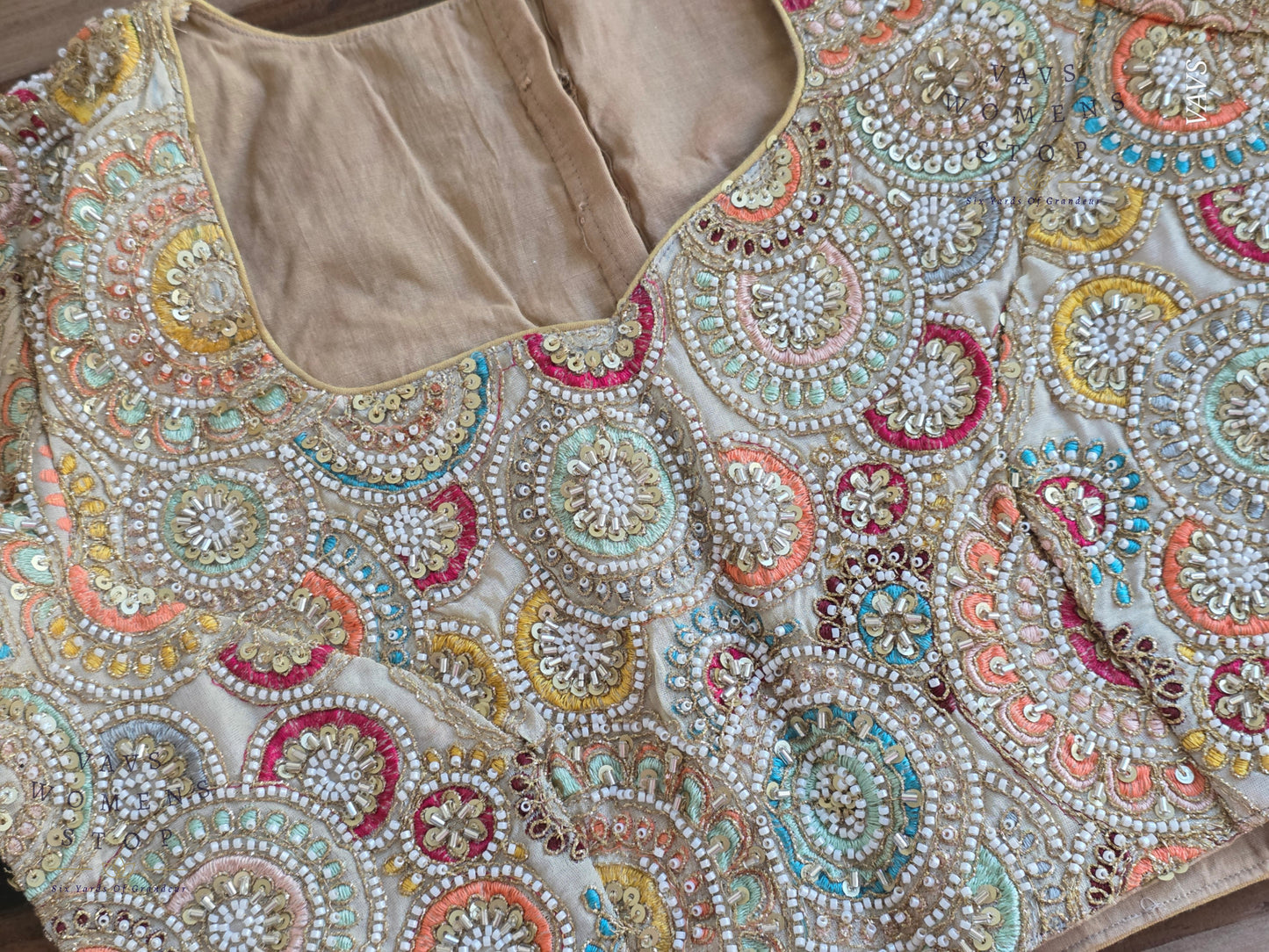 Heavy Designer Machine Embroidery Party Wear Blouse | Premium Tailored Ready-to-Wear | VAVS Women’s Stop – Ships from Texas