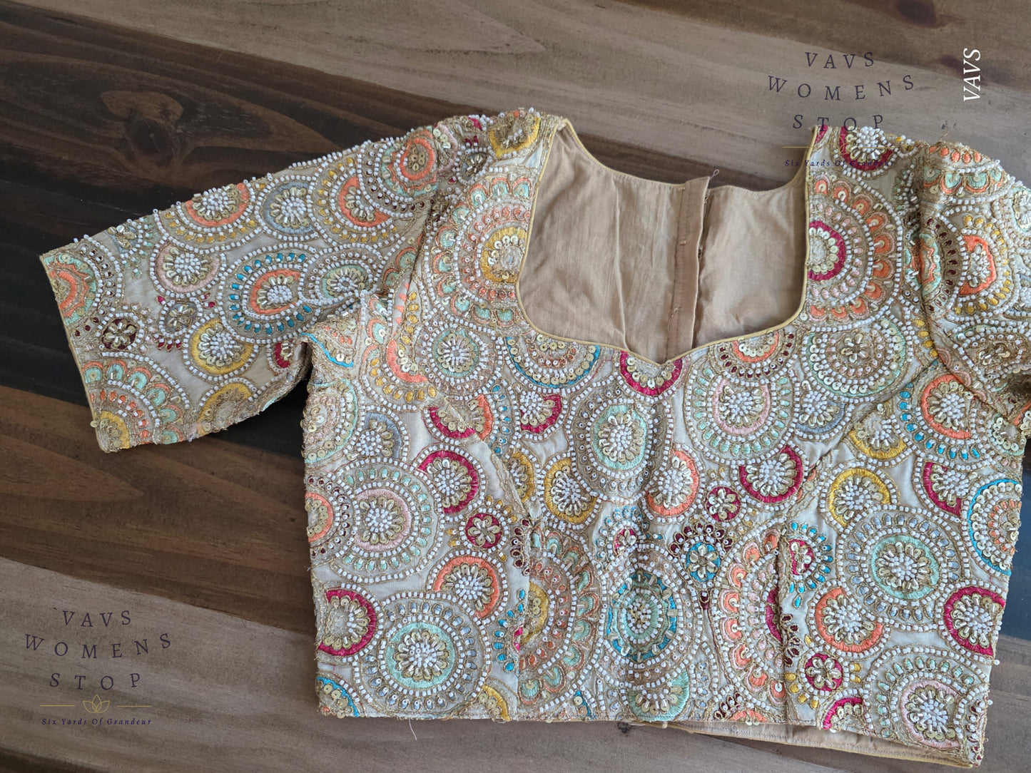 Heavy Designer Machine Embroidery Party Wear Blouse | Premium Tailored Ready-to-Wear | VAVS Women’s Stop – Ships from Texas