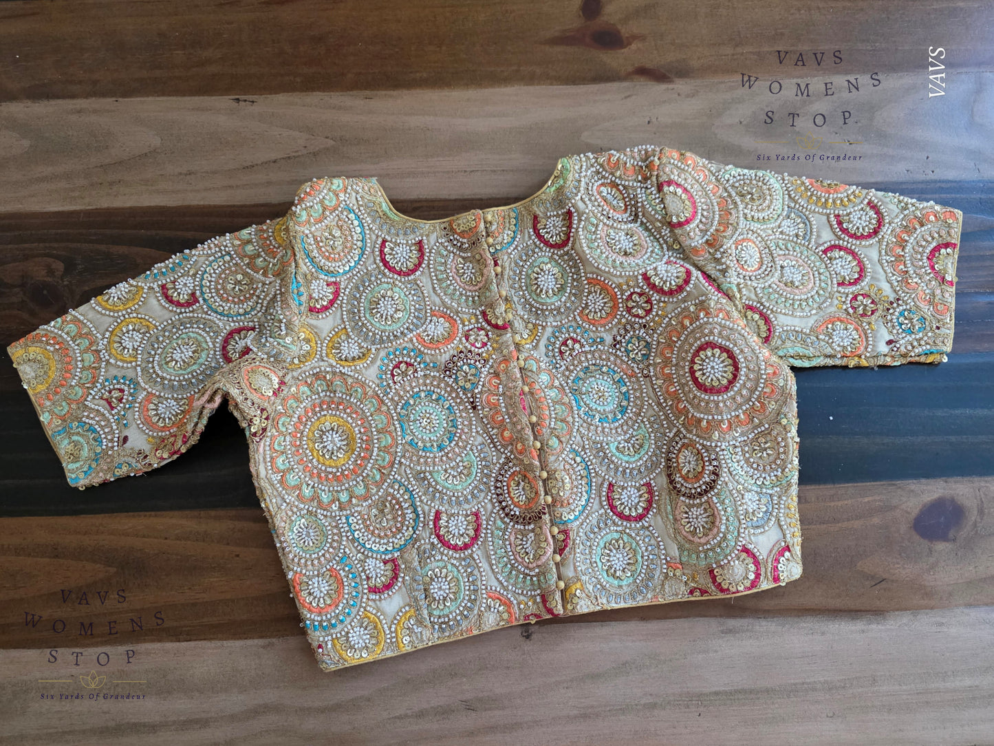 Heavy Designer Machine Embroidery Party Wear Blouse | Premium Tailored Ready-to-Wear | VAVS Women’s Stop – Ships from Texas