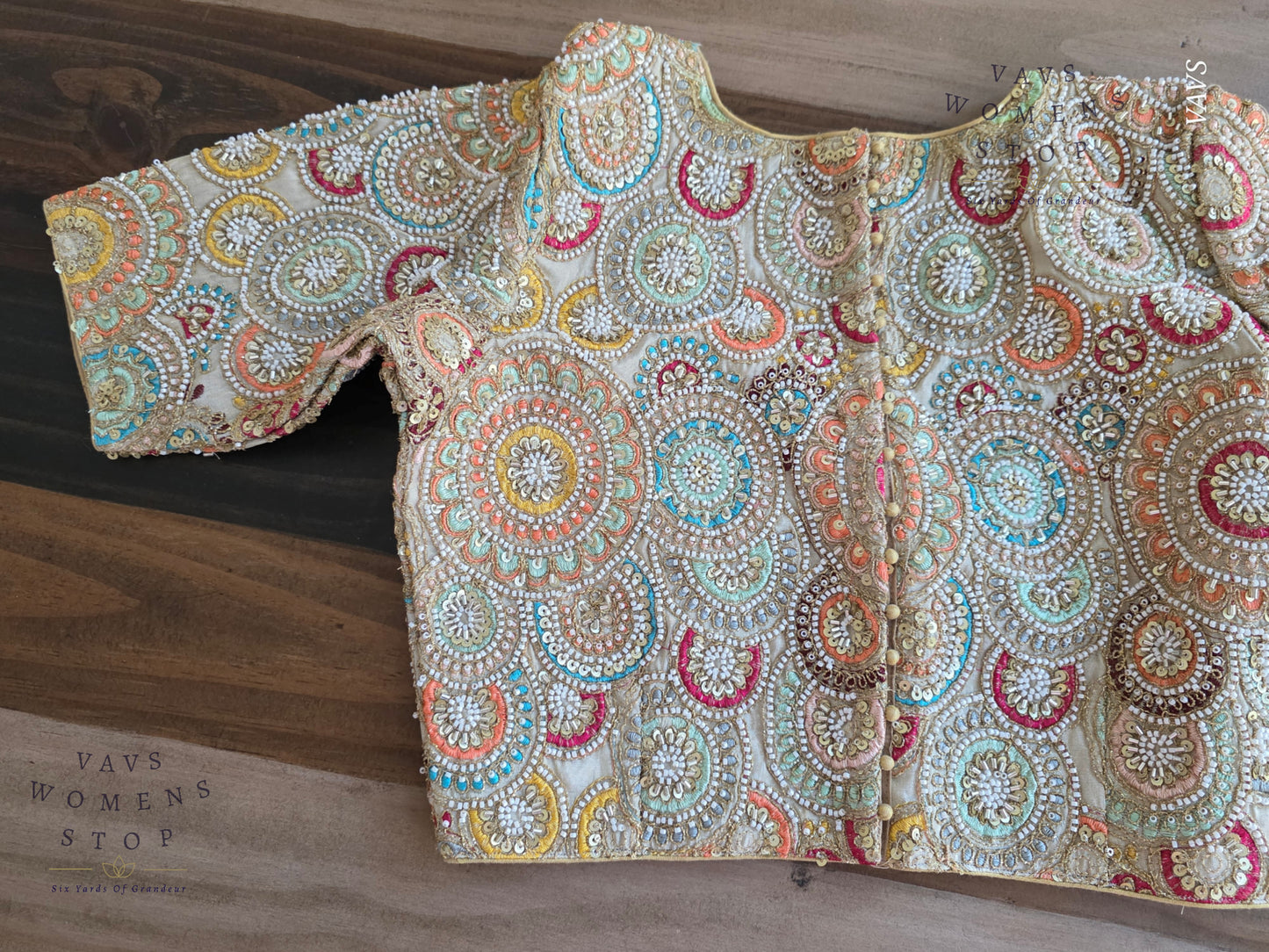 Heavy Designer Machine Embroidery Party Wear Blouse | Premium Tailored Ready-to-Wear | VAVS Women’s Stop – Ships from Texas