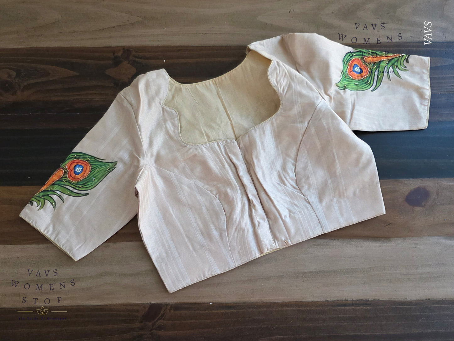 Lord Krishna Digital Print Designer Blouse | Sequence Embroidery & Feather Print on Sleeves