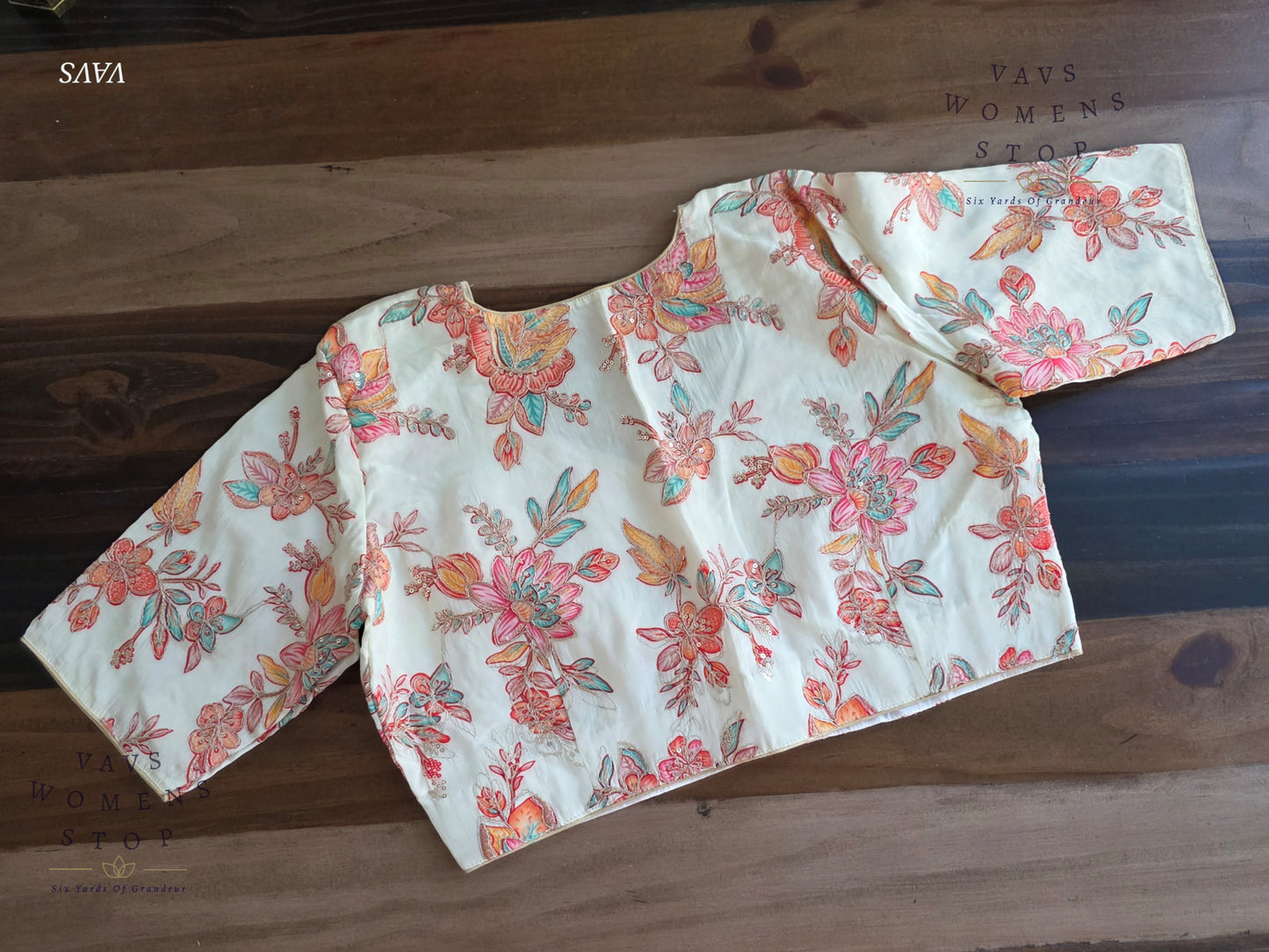 All-Over Floral Embroidered Soft Crepe Silk Sequin Work Stitched Blouse