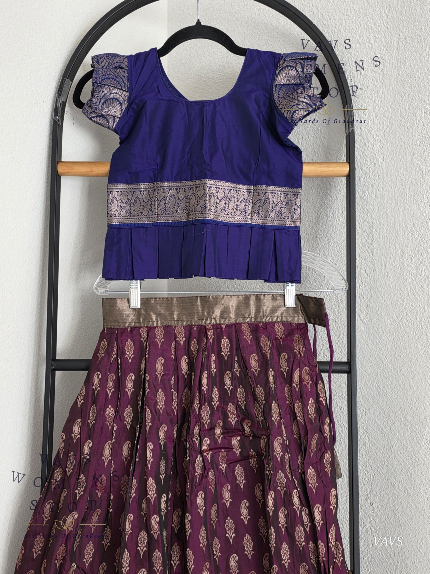 Semi Kanchi Pattu Silk Lehenga Set for Girls – Traditional Pavadai for Ages 5 to 6 | Ready to Ship from USA