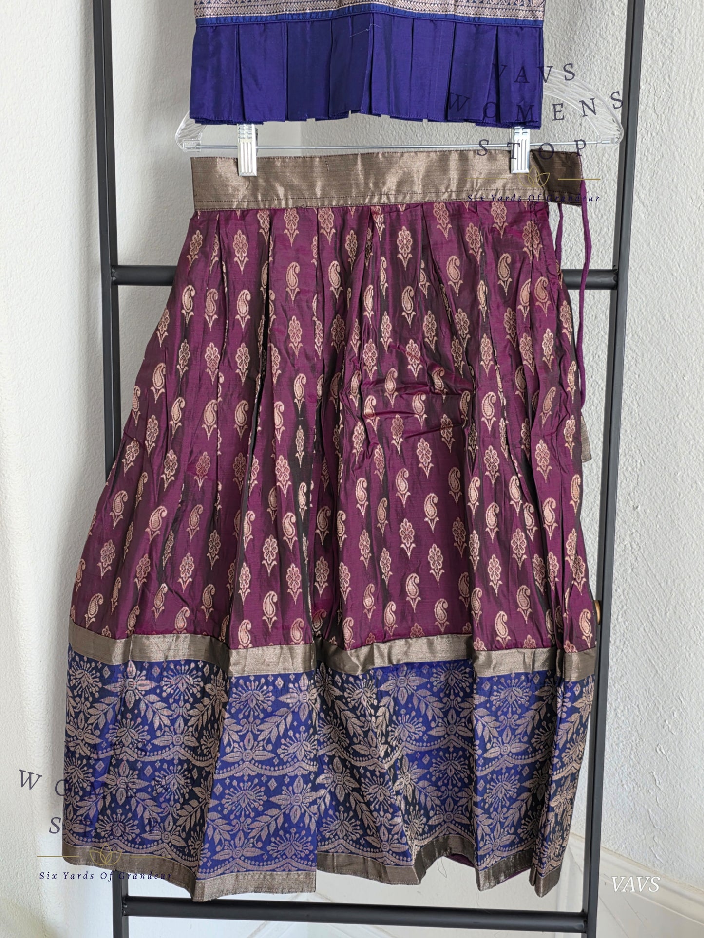 Semi Kanchi Pattu Silk Lehenga Set for Girls – Traditional Pavadai for Ages 5 to 6 | Ready to Ship from USA