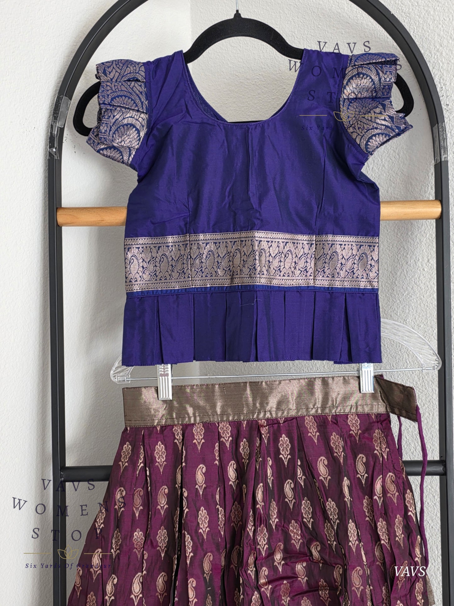 Semi Kanchi Pattu Silk Lehenga Set for Girls – Traditional Pavadai for Ages 5 to 6 | Ready to Ship from USA