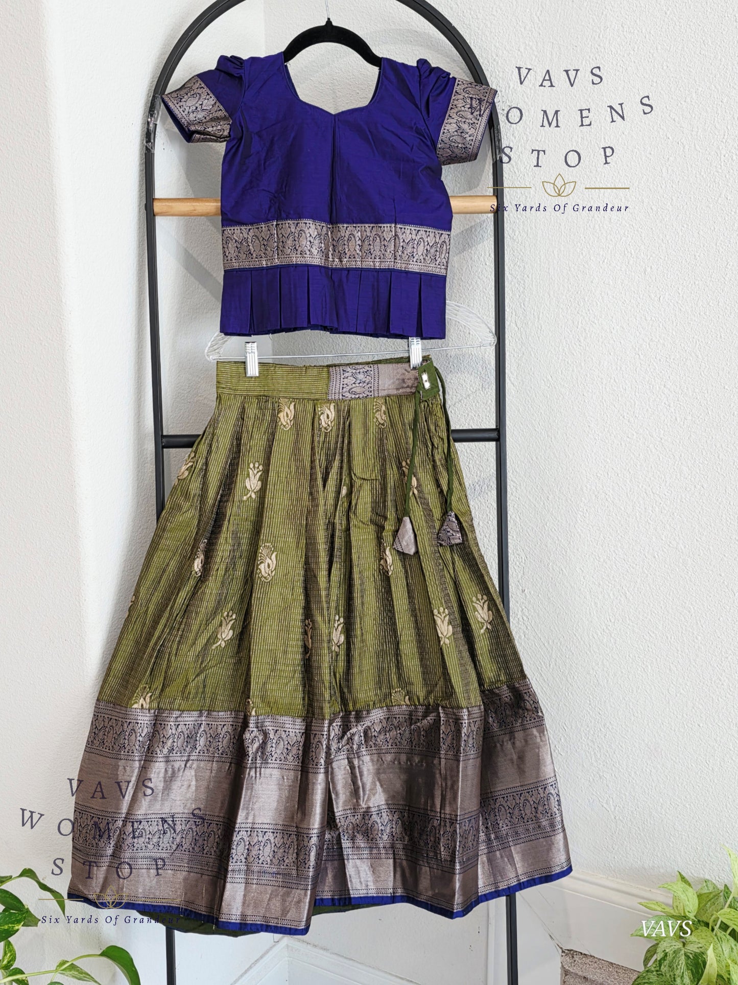 Semi Kanchi Pattu Silk Lehenga Set for Girls – Traditional Pavadai for Ages 5 to 6 | Ready to Ship from USA