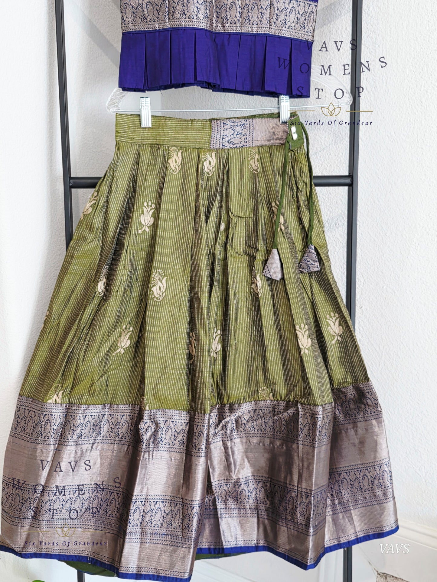 Semi Kanchi Pattu Silk Lehenga Set for Girls – Traditional Pavadai for Ages 5 to 6 | Ready to Ship from USA