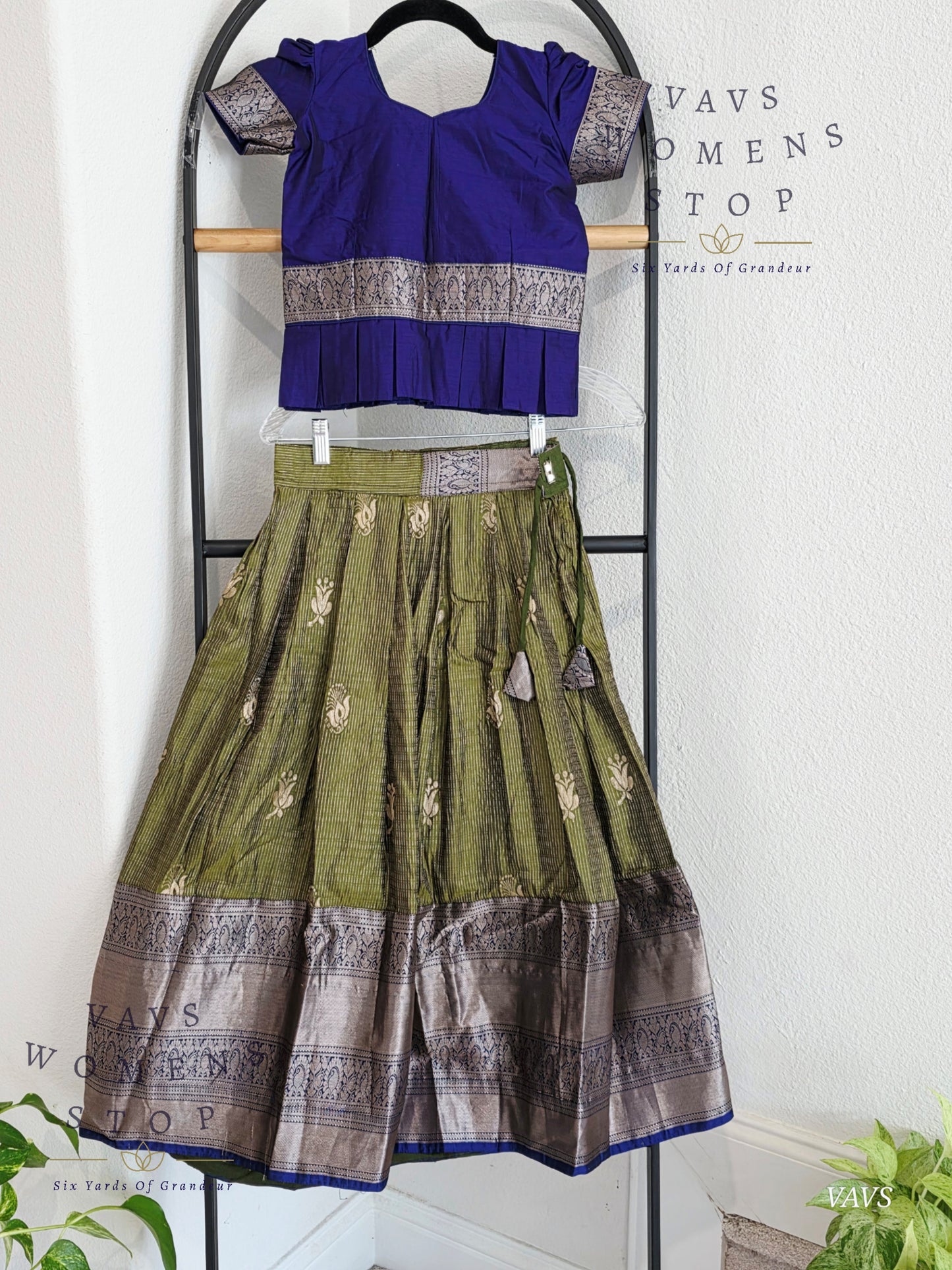 Semi Kanchi Pattu Silk Lehenga Set for Girls – Traditional Pavadai for Ages 5 to 6 | Ready to Ship from USA