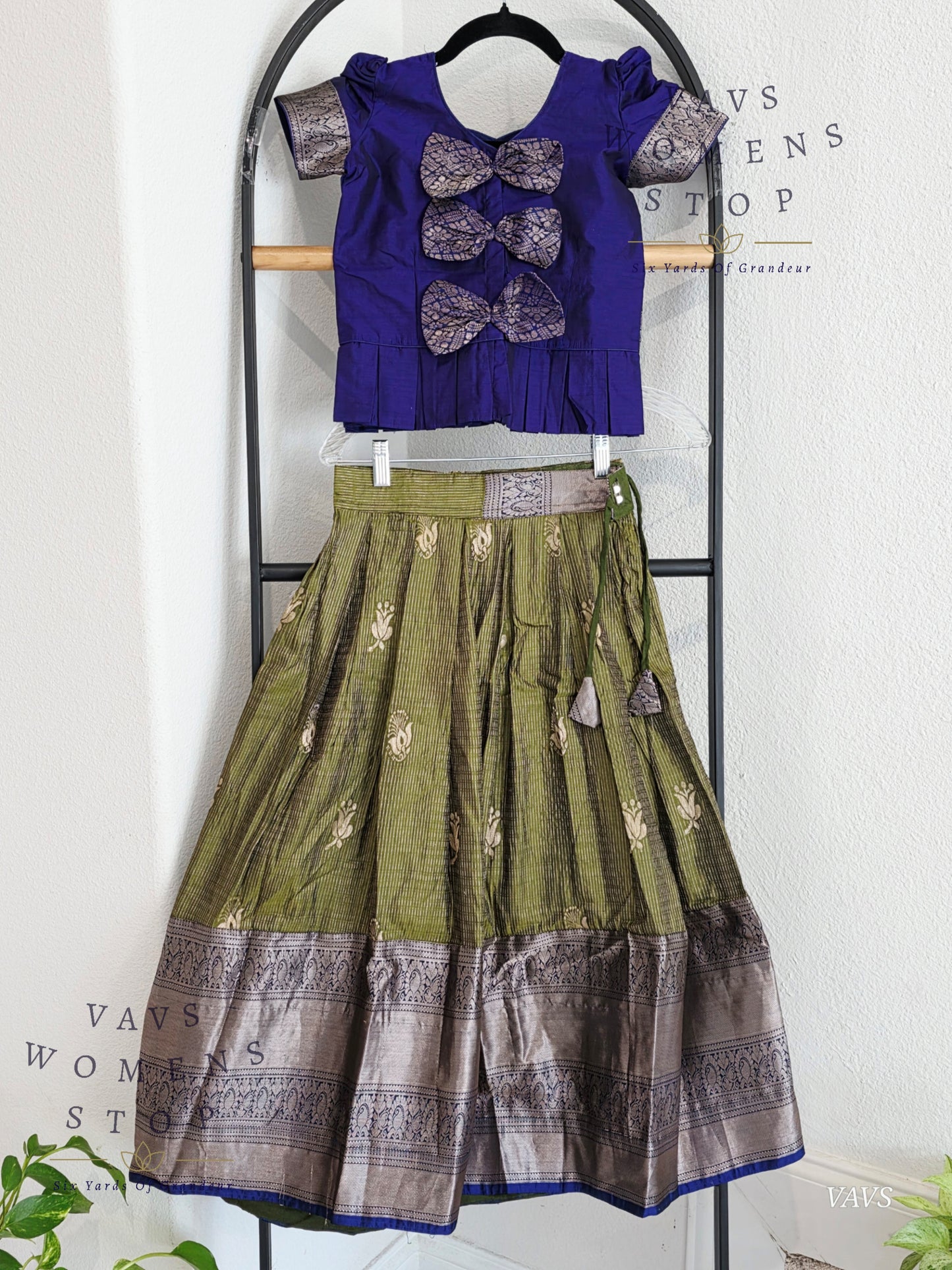Semi Kanchi Pattu Silk Lehenga Set for Girls – Traditional Pavadai for Ages 5 to 6 | Ready to Ship from USA