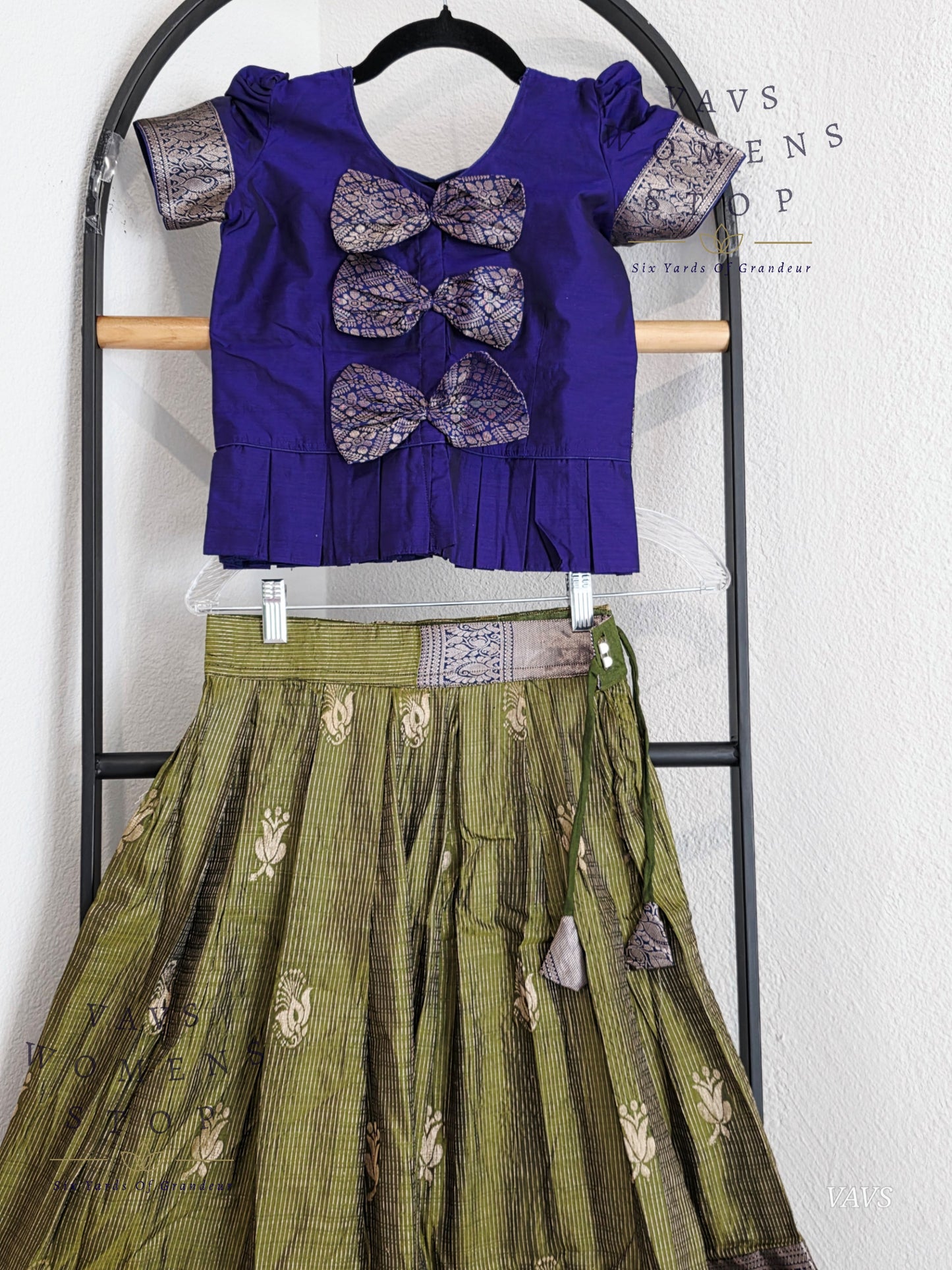 Semi Kanchi Pattu Silk Lehenga Set for Girls – Traditional Pavadai for Ages 5 to 6 | Ready to Ship from USA