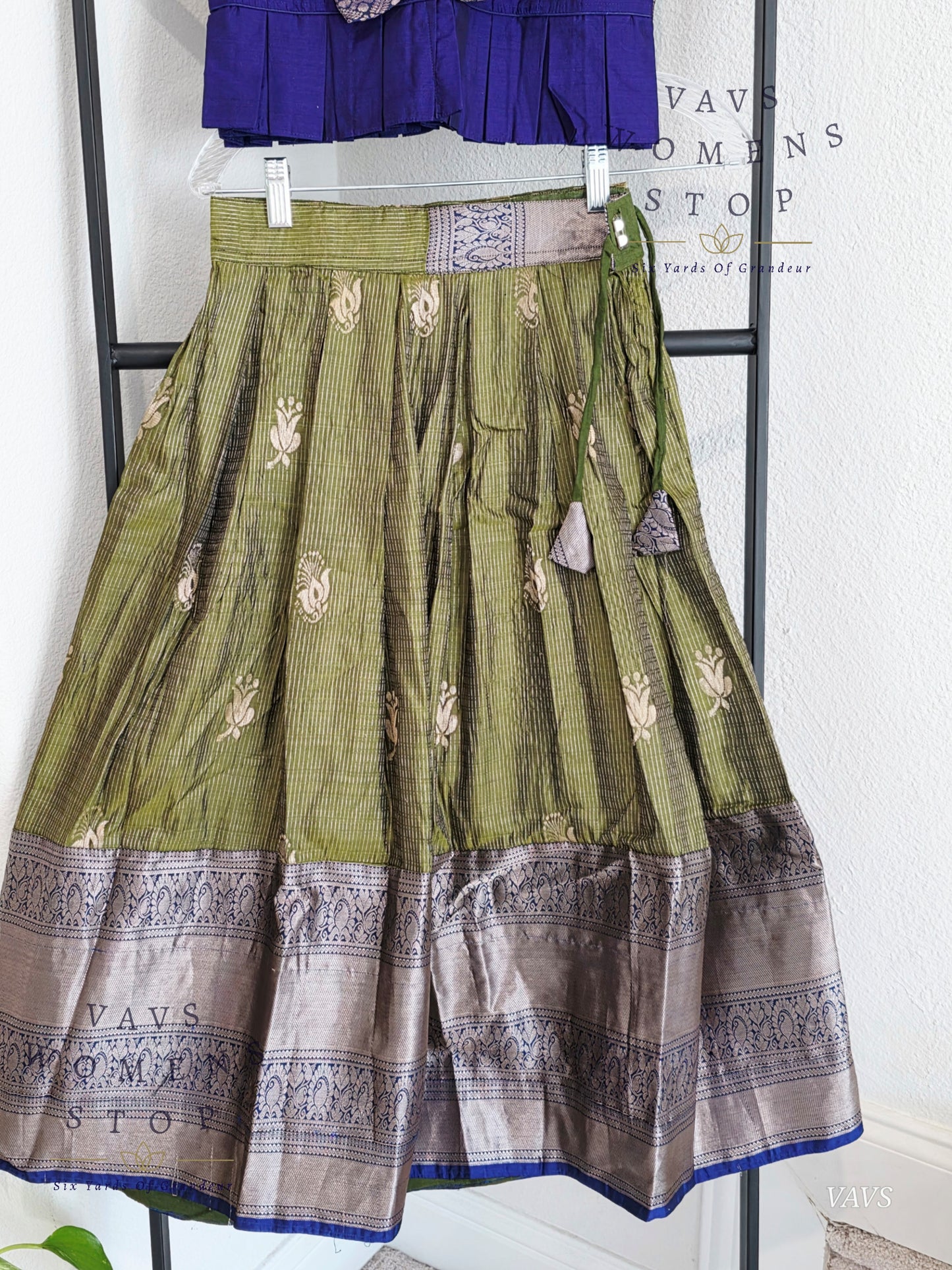 Semi Kanchi Pattu Silk Lehenga Set for Girls – Traditional Pavadai for Ages 5 to 6 | Ready to Ship from USA