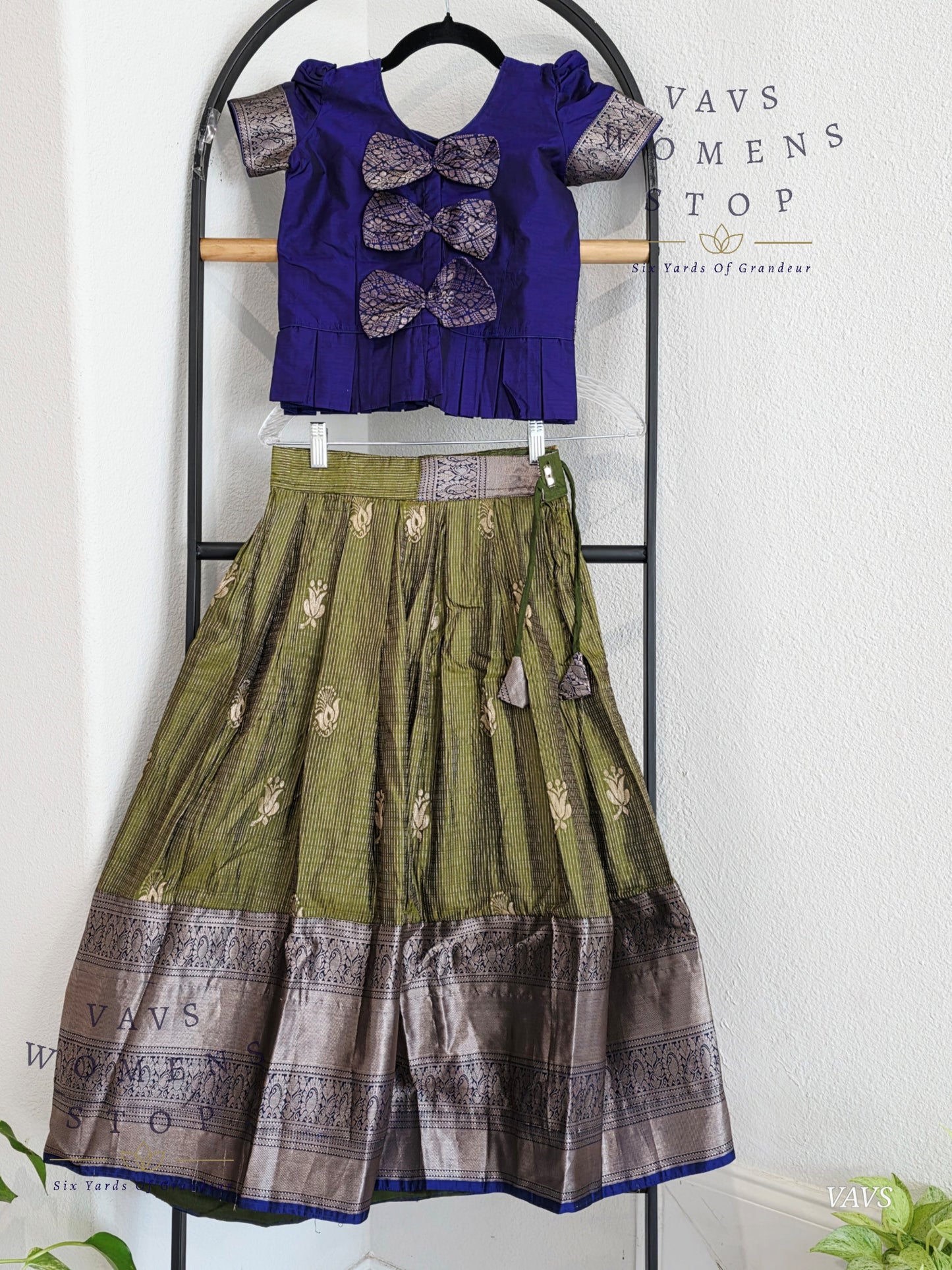 Semi Kanchi Pattu Silk Lehenga Set for Girls – Traditional Pavadai for Ages 5 to 6 | Ready to Ship from USA