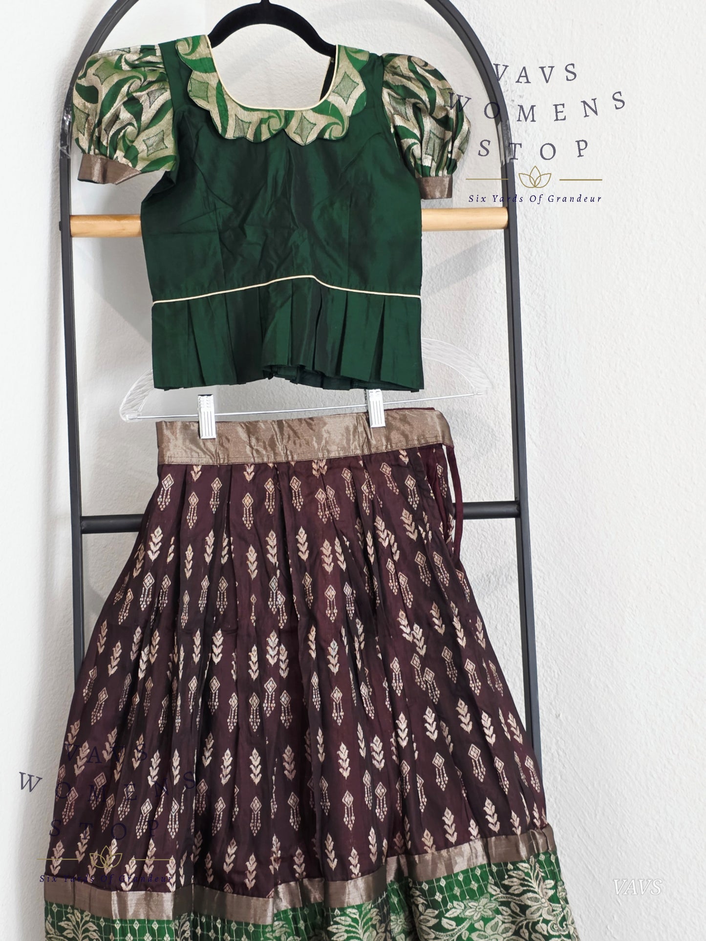 Semi Kanchi Pattu Silk Lehenga Set for Girls – Traditional Pavadai for Ages 4 to 5 | Ready to Ship from USA