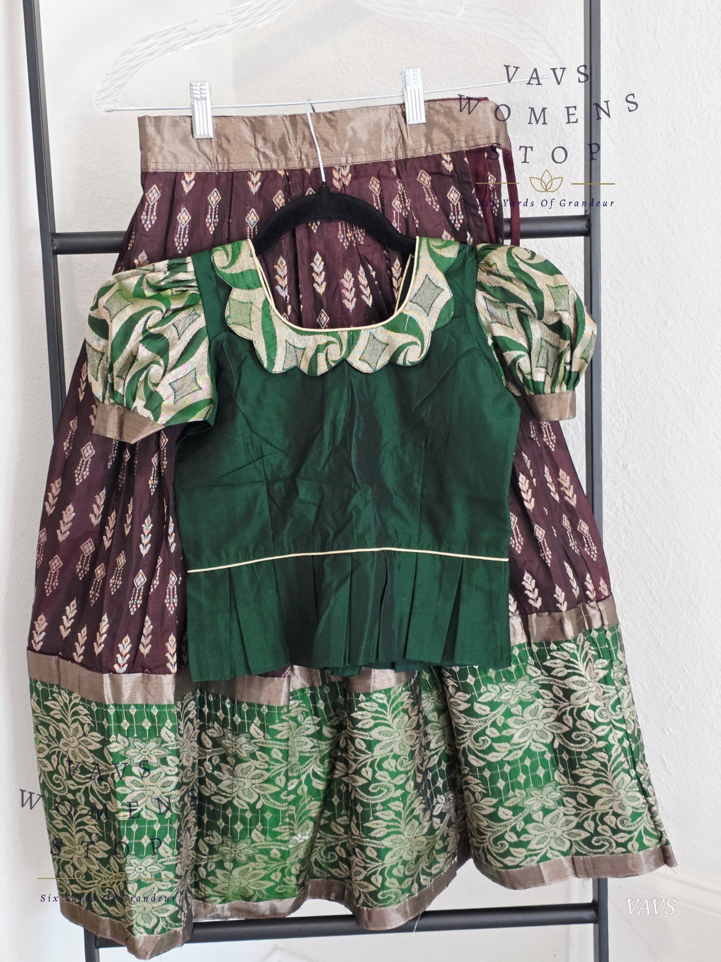 Semi Kanchi Pattu Silk Lehenga Set for Girls – Traditional Pavadai for Ages 4 to 5 | Ready to Ship from USA