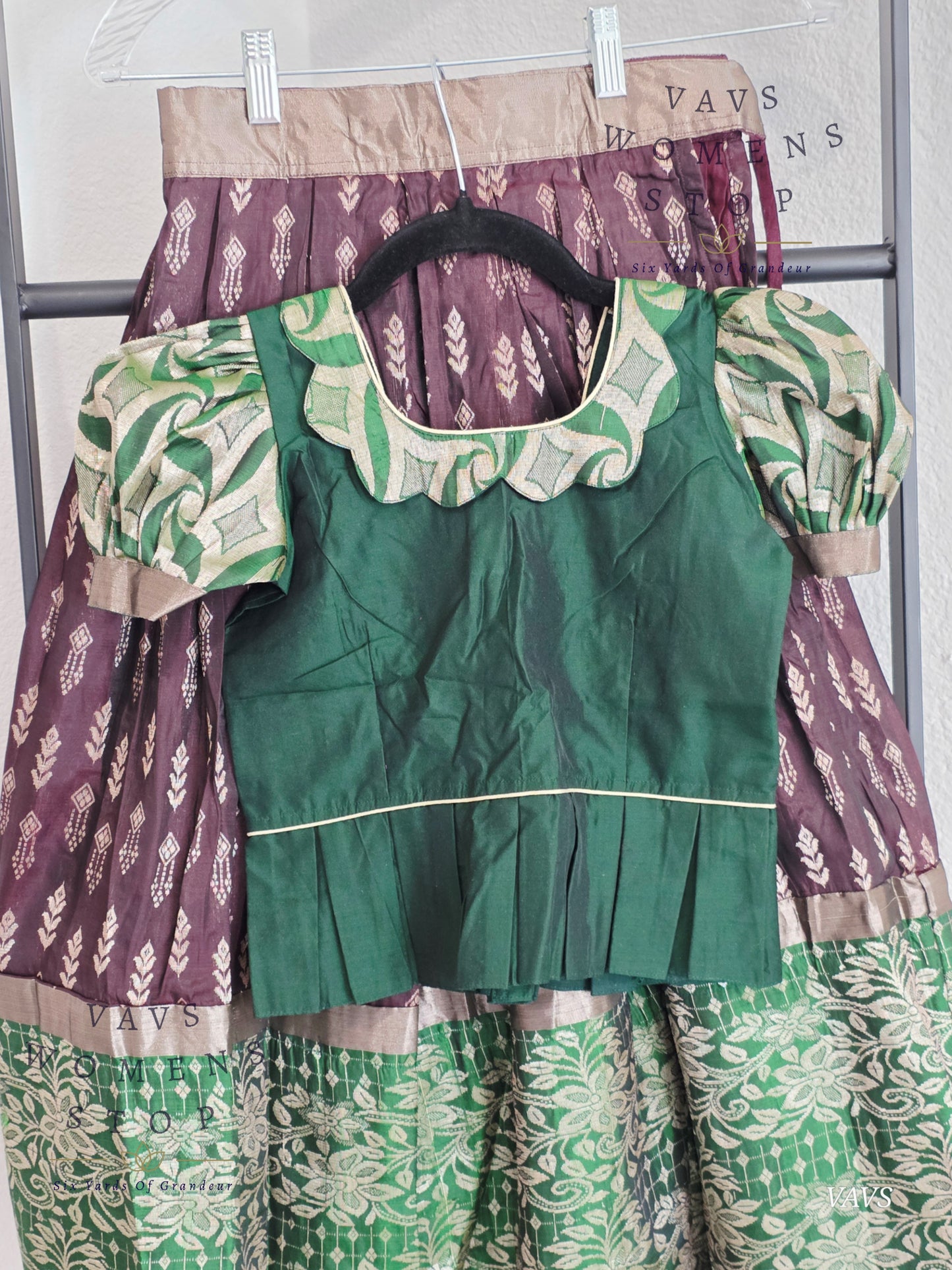 Semi Kanchi Pattu Silk Lehenga Set for Girls – Traditional Pavadai for Ages 4 to 5 | Ready to Ship from USA