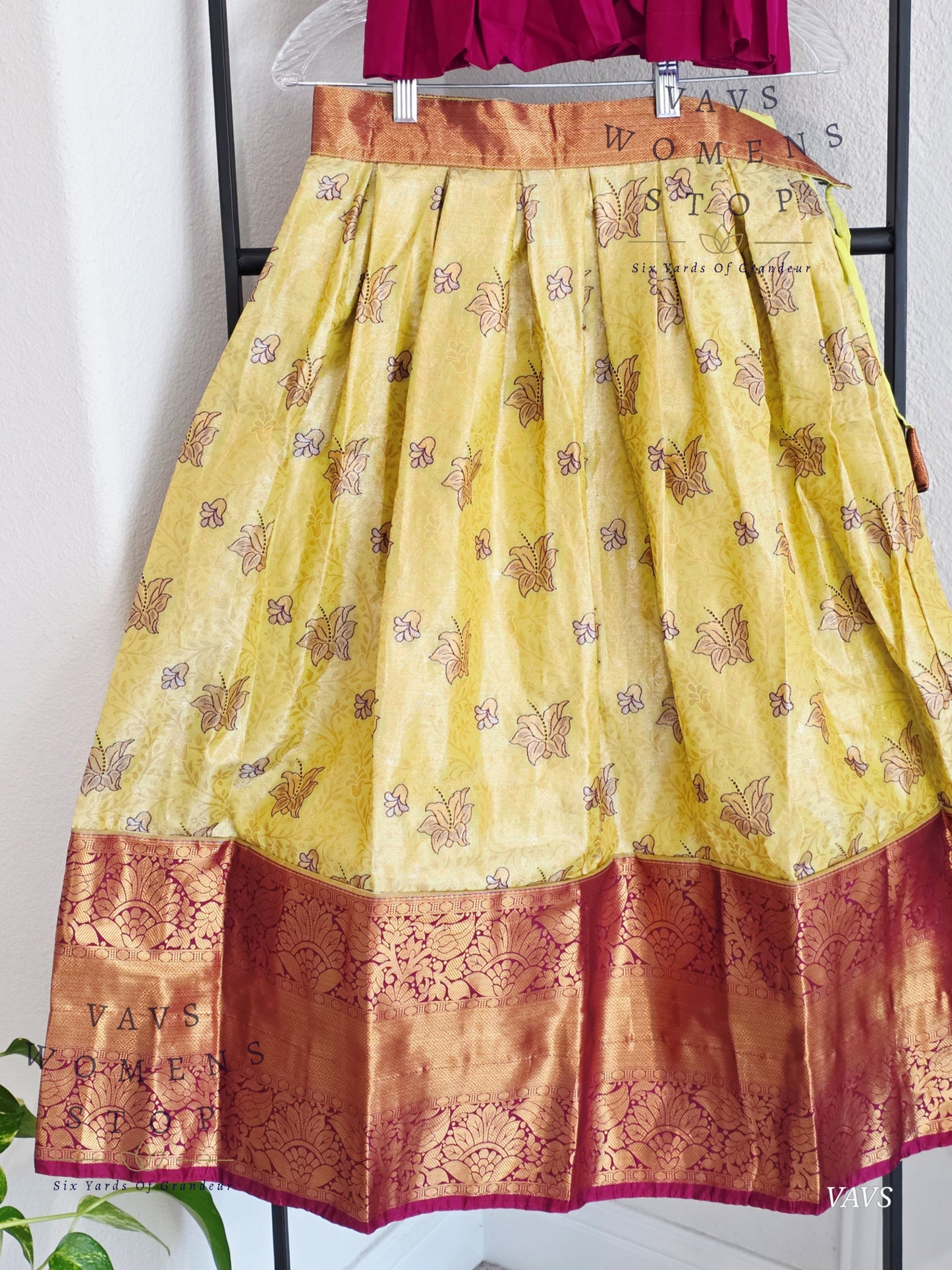 Semi Kanchi Pattu Silk Lehenga Set for Girls – Traditional Pavadai for Ages 5 to 6 | Ready to Ship from USA