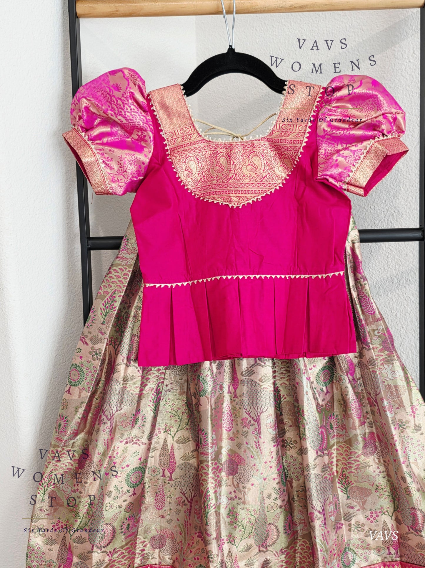 Semi Kanchi Pattu Silk Lehenga Set for Girls – Traditional Pavadai for Ages 4 to 5 | Ready to Ship from USA