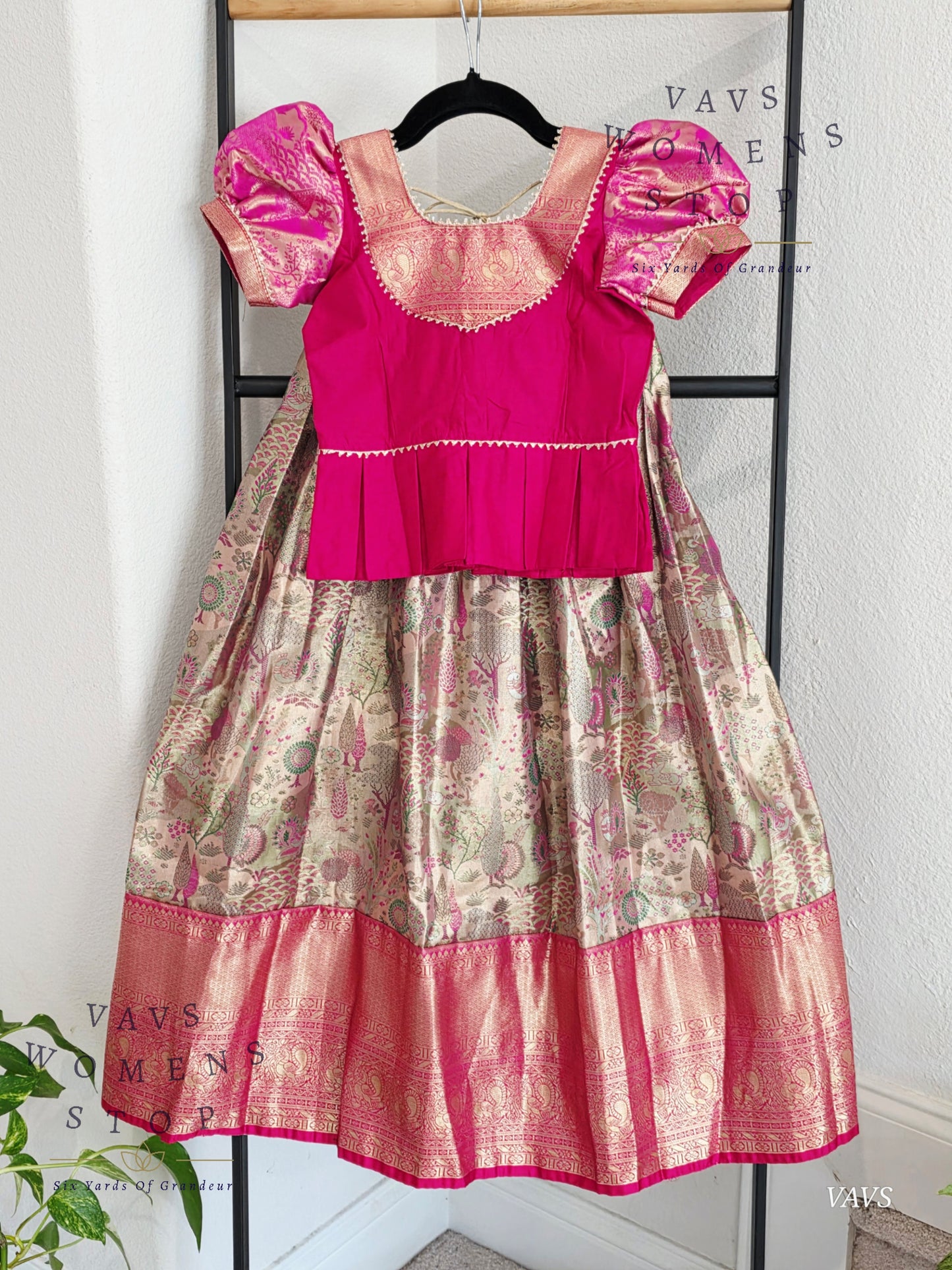 Semi Kanchi Pattu Silk Lehenga Set for Girls – Traditional Pavadai for Ages 4 to 5 | Ready to Ship from USA