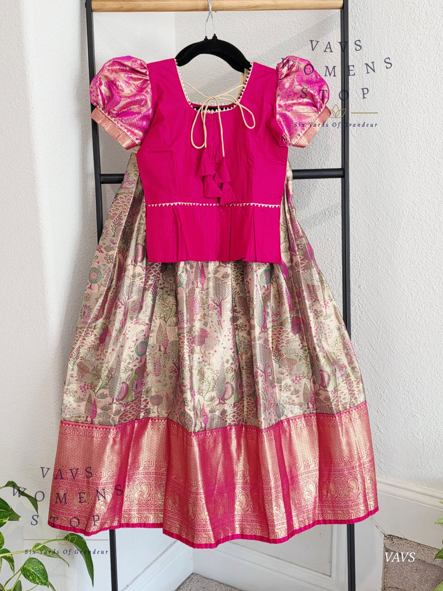 Semi Kanchi Pattu Silk Lehenga Set for Girls – Traditional Pavadai for Ages 4 to 5 | Ready to Ship from USA