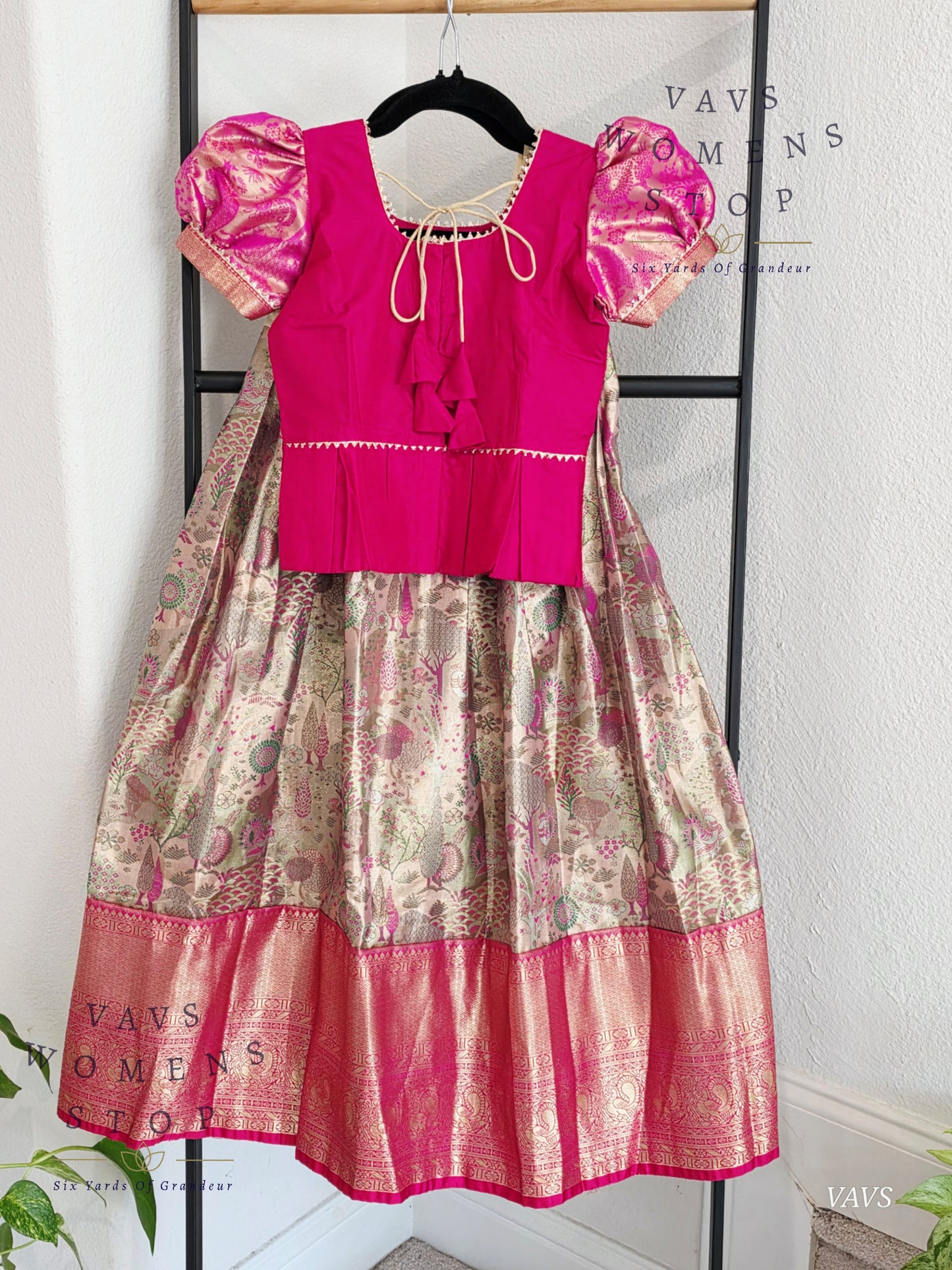 Semi Kanchi Pattu Silk Lehenga Set for Girls – Traditional Pavadai for Ages 4 to 5 | Ready to Ship from USA