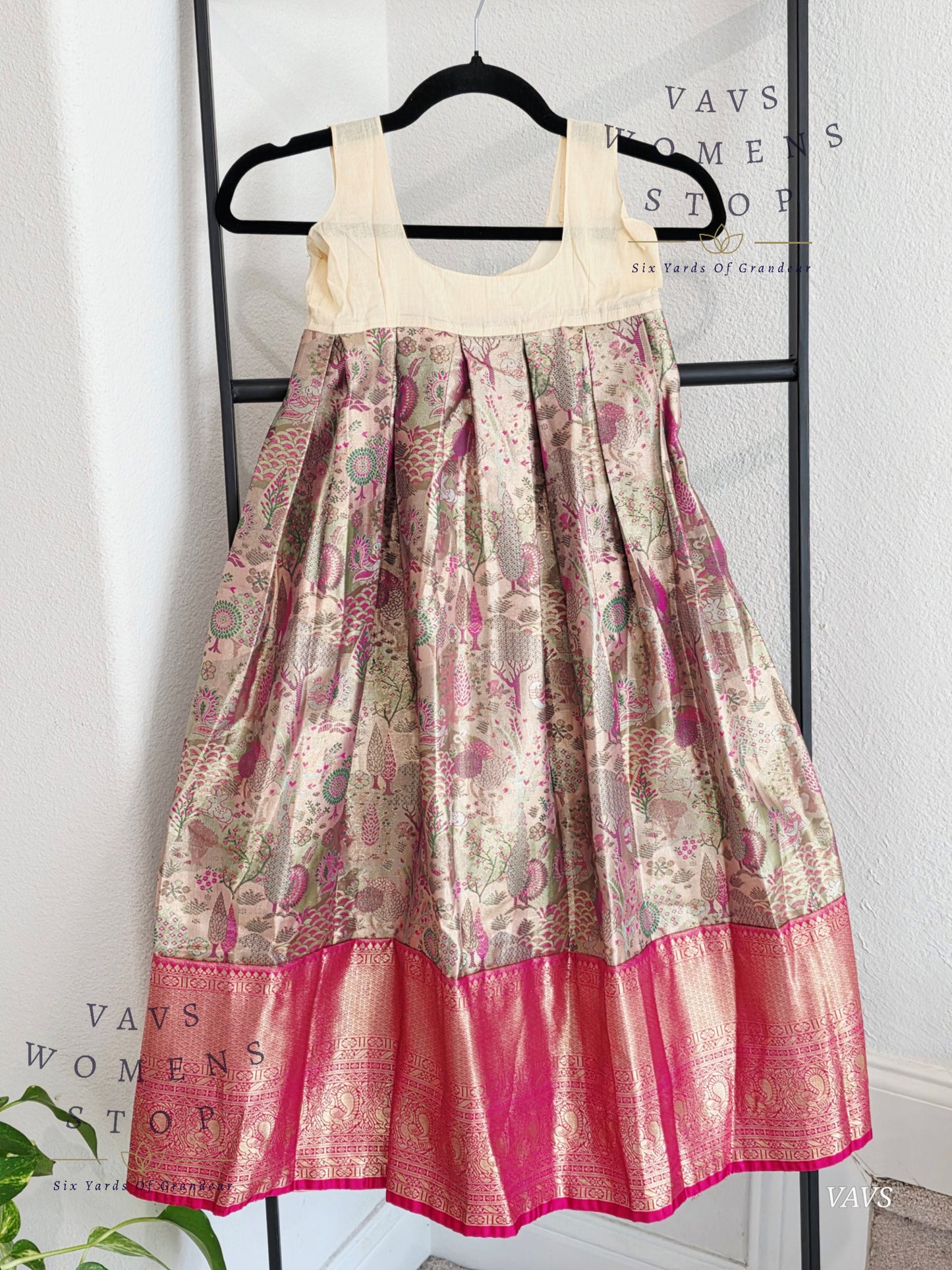 Semi Kanchi Pattu Silk Lehenga Set for Girls – Traditional Pavadai for Ages 4 to 5 | Ready to Ship from USA